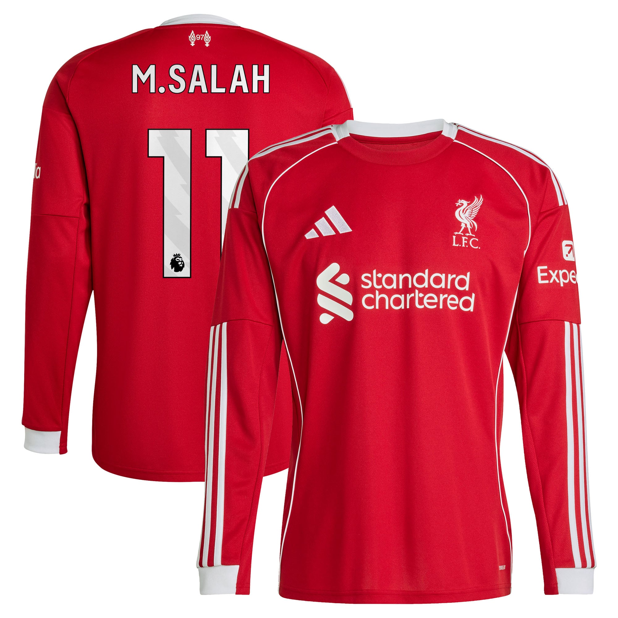 Liverpool adidas Home Shirt 2025-26 - Long sleeve with M.Salah 11 