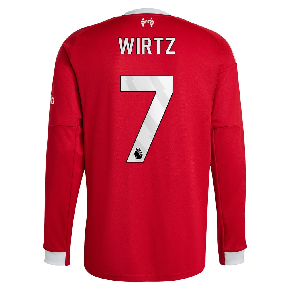 リバプール アディダス ホーム シャツ 2025-26 - 長袖 Wirtz 7 プリント