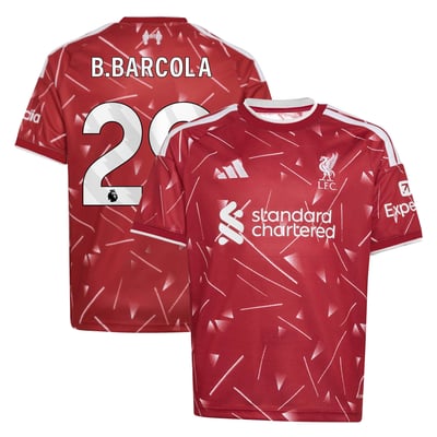 Liverpool adidas Home Shirt 2026-27 - Kids with B.Barcola 29 printing