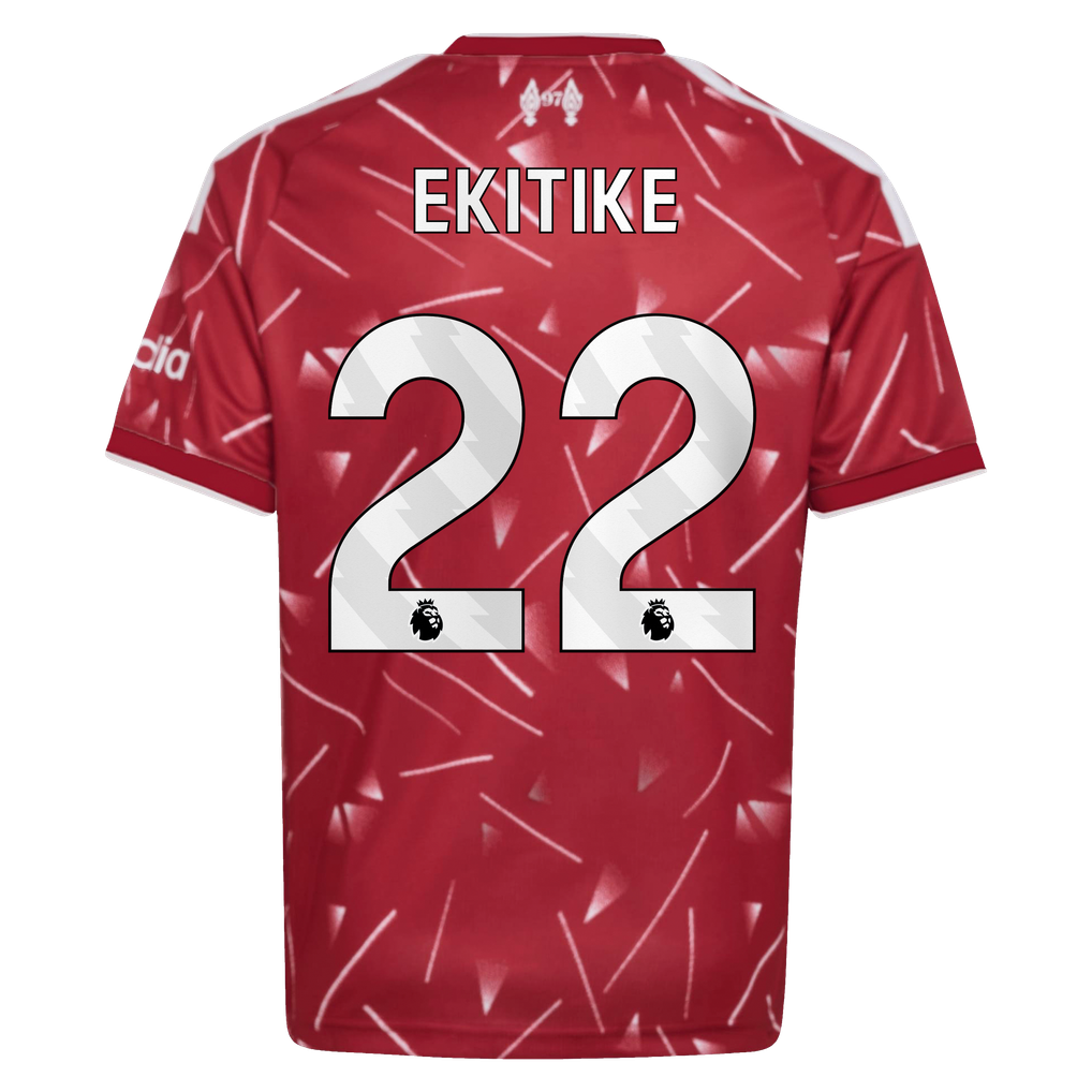 Liverpool adidas Home Shirt 2026-27 - Kids with Ekitike 22 printing