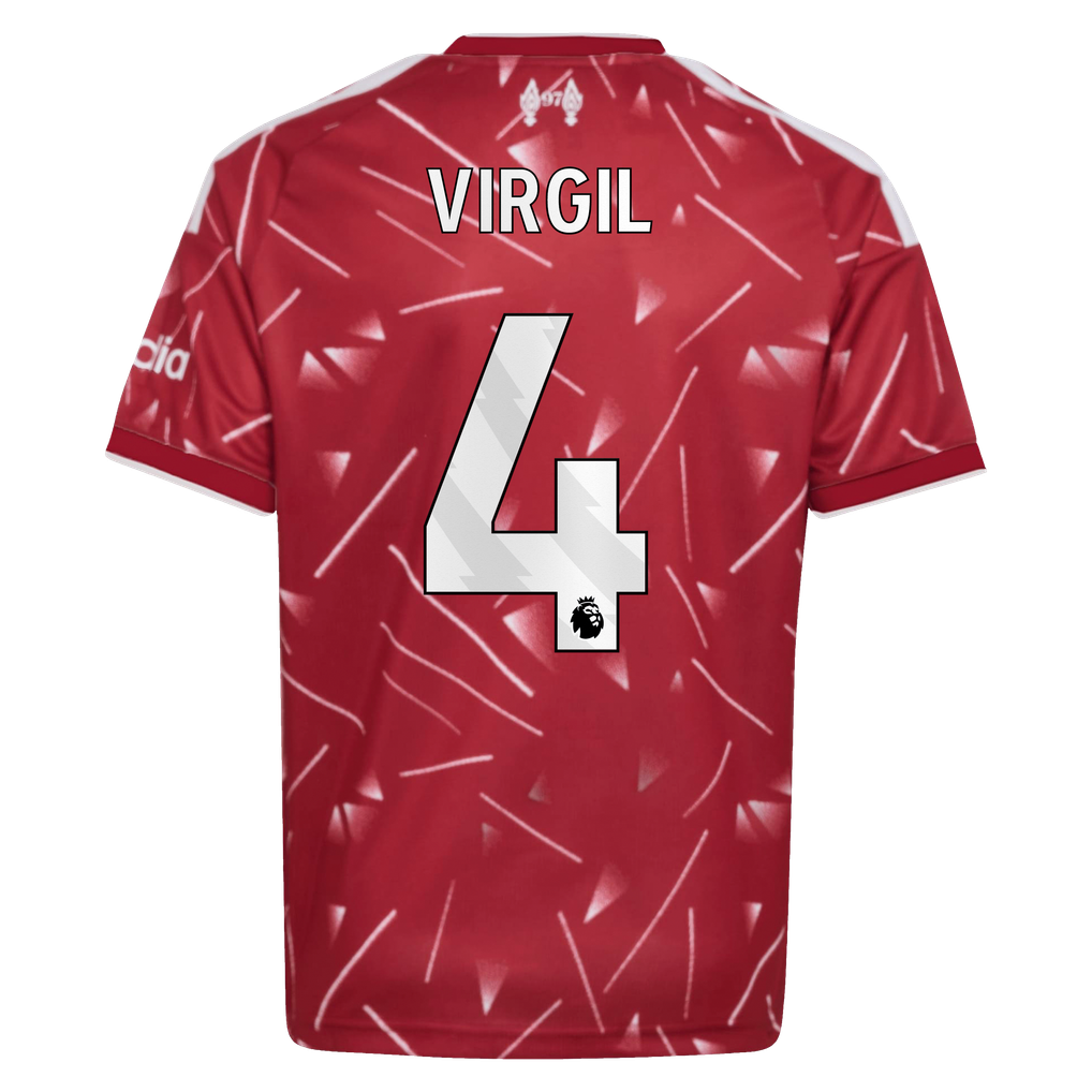 Liverpool adidas Home Shirt 2026-27 - Kids with Virgil 4 printing