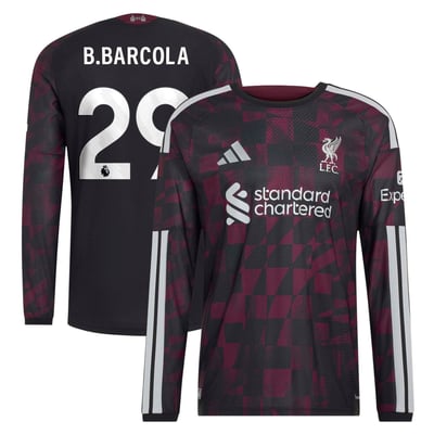 Liverpool adidas Third Authentic Shirt 2026-27 - Long Sleeve with B.Barcola 29 printing