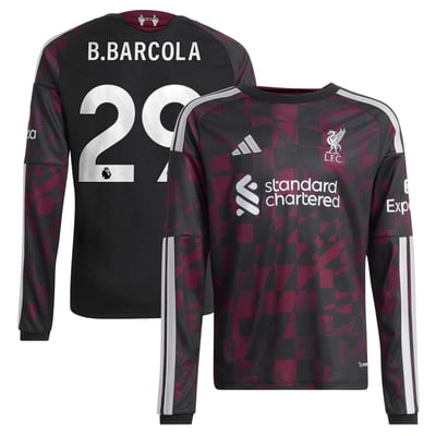 Liverpool adidas Third Shirt 2026-27 - Kids - Long Sleeve with B.Barcola 29 printing