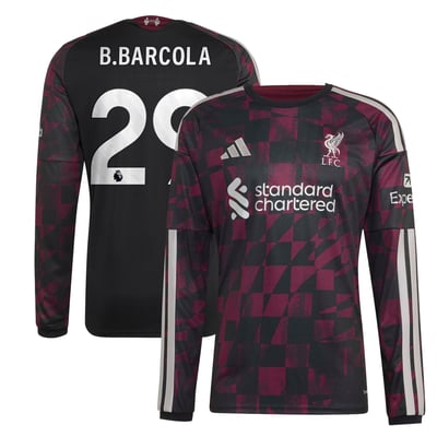 Liverpool adidas Third Shirt 2026-27 - Long Sleeve with B.Barcola 29 printing