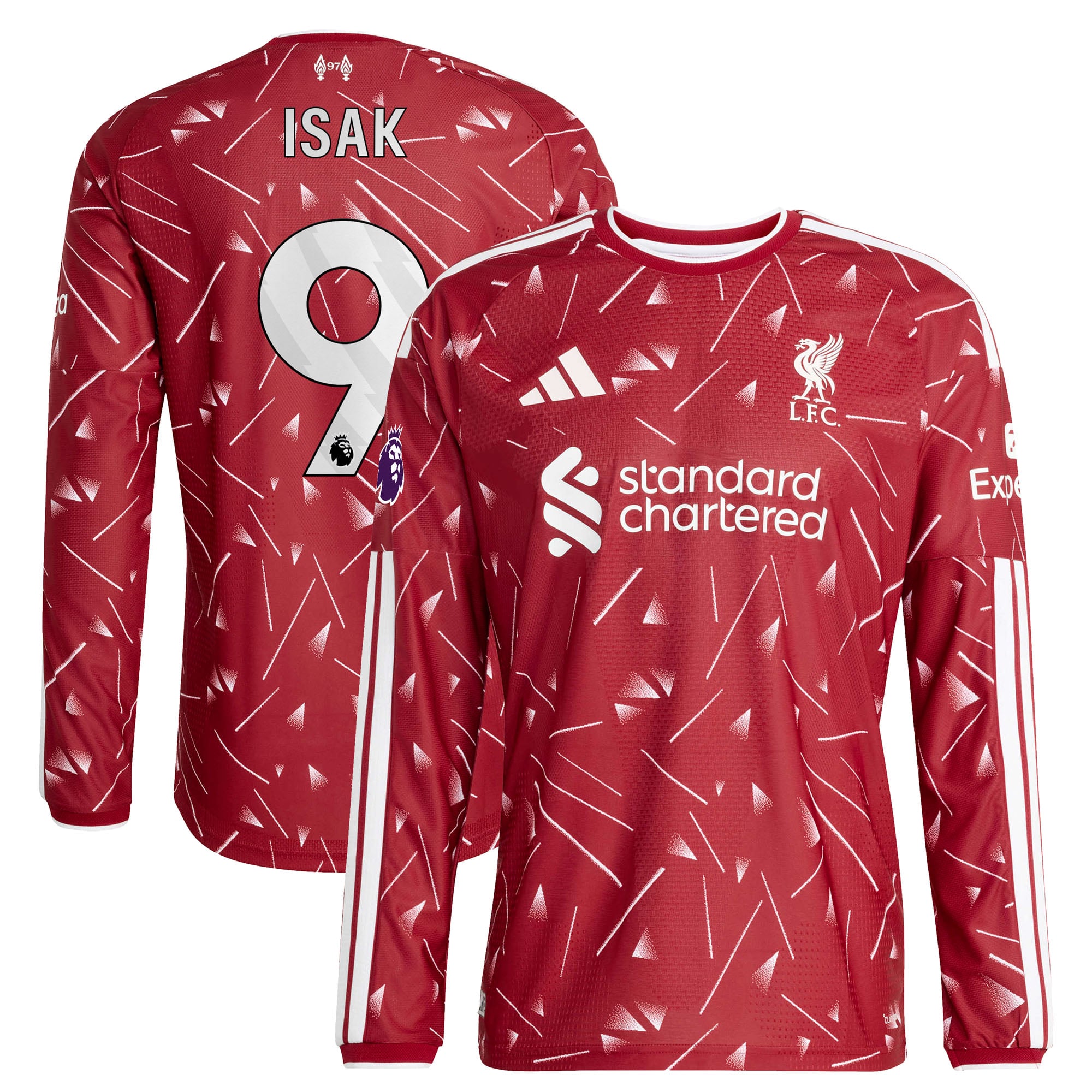 Maillot domicile authentique à manches longues adidas Alexander Isak rouge Liverpool 2026/27 pour homme