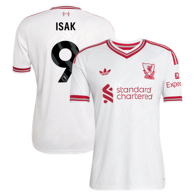Maillot réplique extérieur blanc d'Alexander Isak (Liverpool, adidas, saison 2026/27)