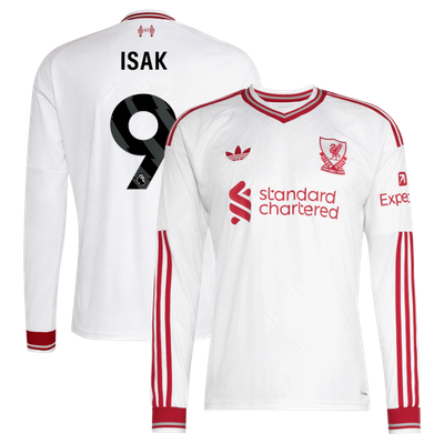 Maillot réplique extérieur manches longues Alexander Isak Liverpool adidas 2026/27 - Blanc