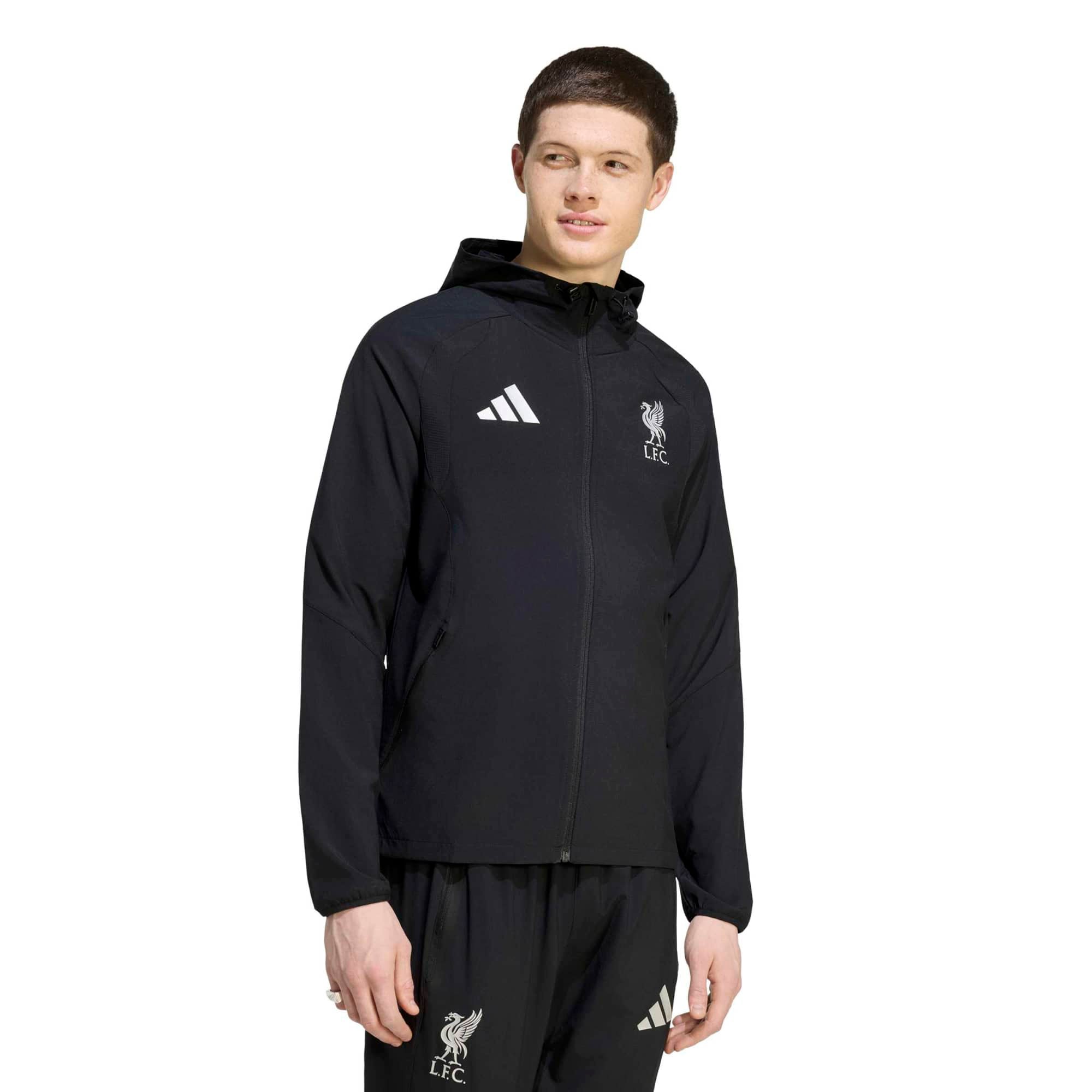 Men's adidas Black Liverpool Tiro Travel Full-Zip Windbreaker