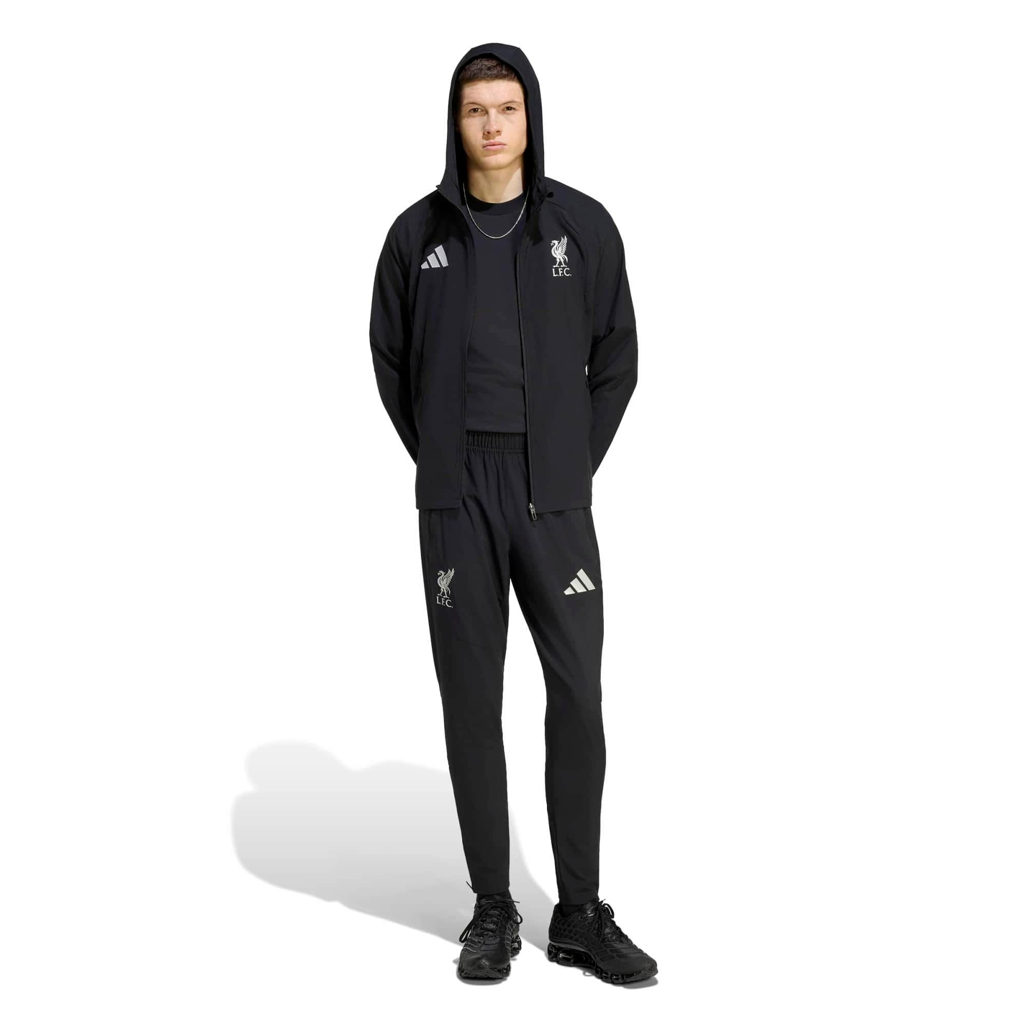 Men's adidas Black Liverpool Tiro Travel Full-Zip Windbreaker