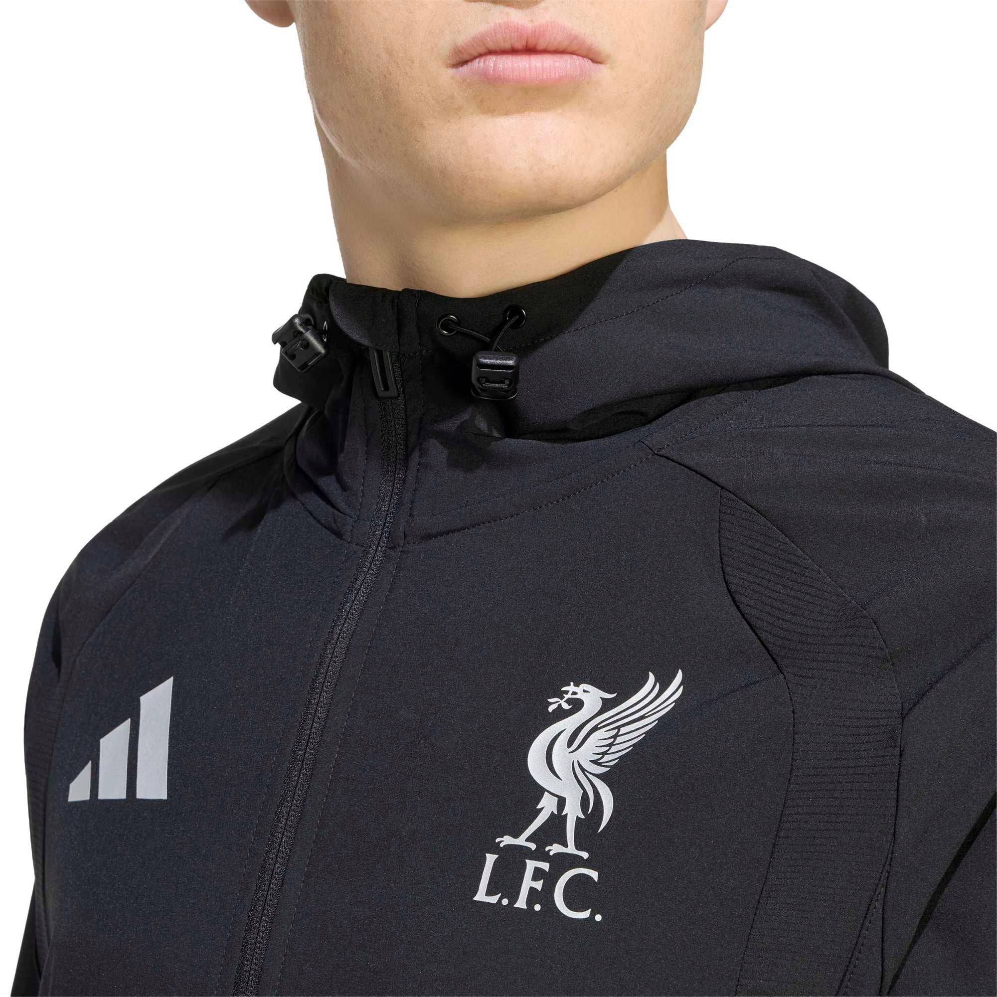 Men's adidas Black Liverpool Tiro Travel Full-Zip Windbreaker