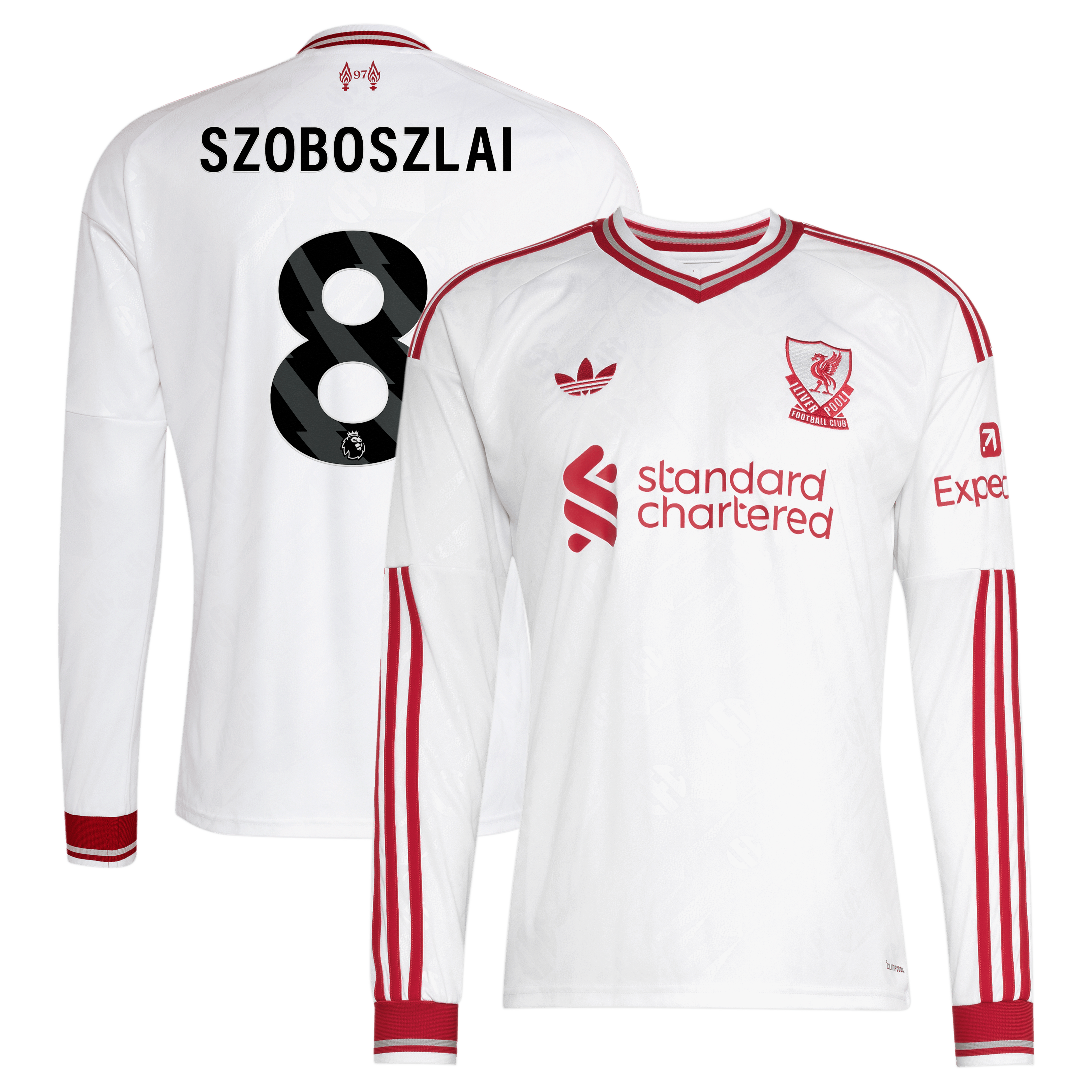 Men's adidas Dominik Szoboszlai White Liverpool 2026/27 Away Replica Long Sleeve Jersey