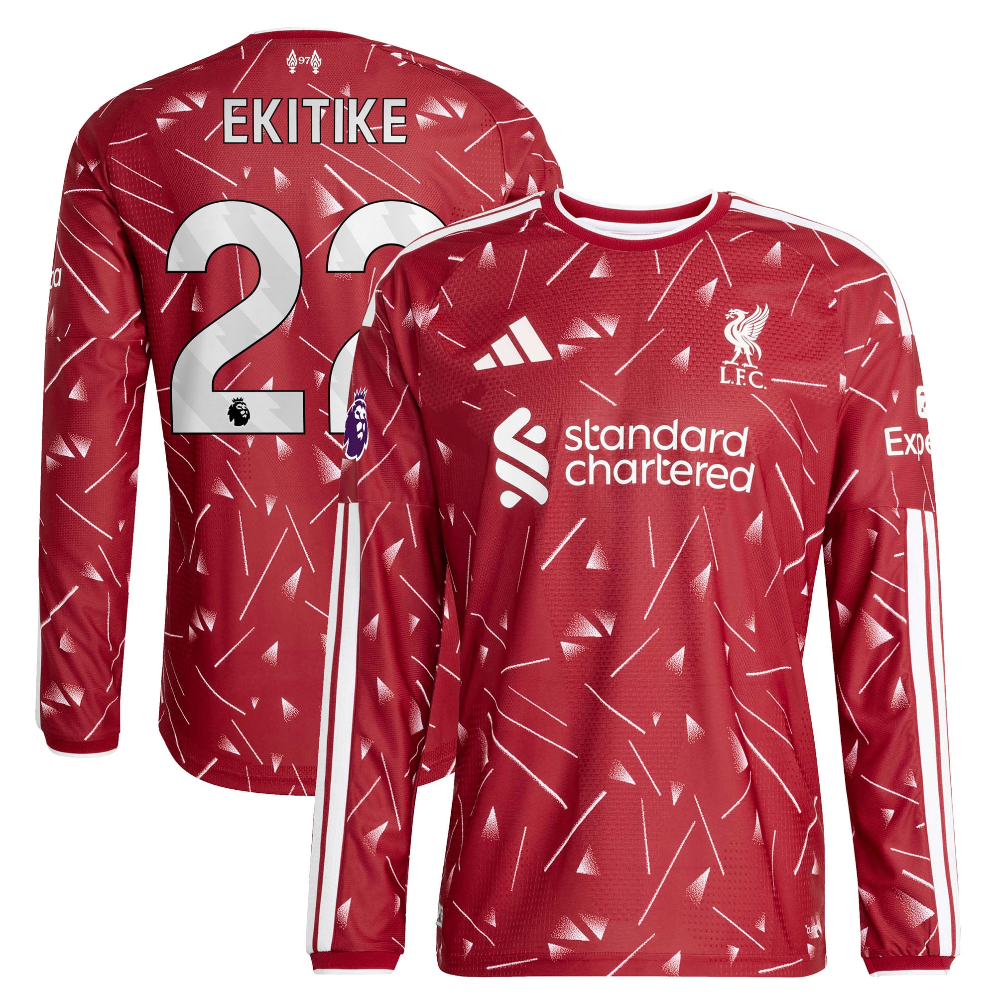Men's adidas Hugo Ekitike Red Liverpool 2026/27 Home On-Field Authentic Long Sleeve Jersey