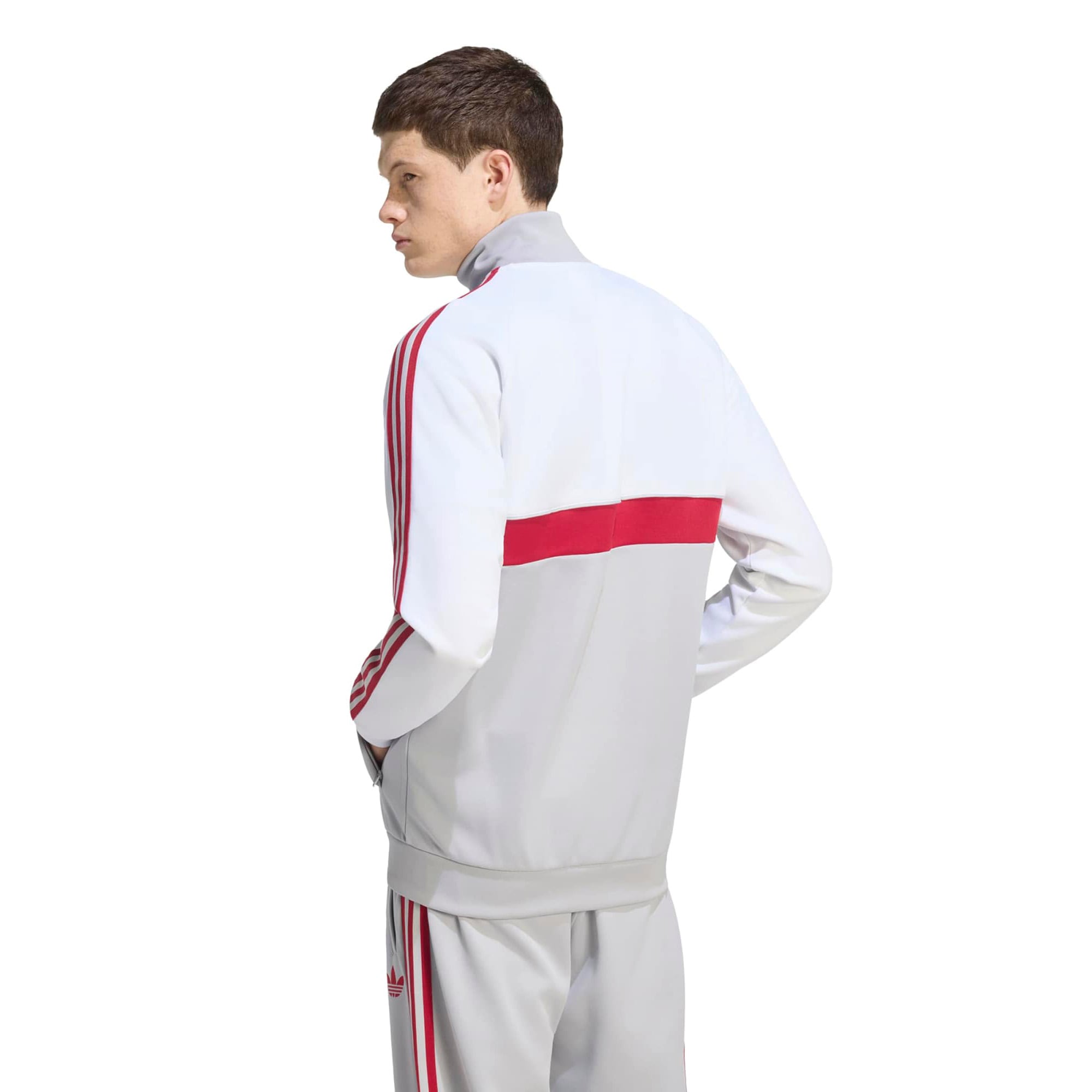 Veste de survêtement zippée adidas Originals Liverpool Icon blanche/grise pour homme