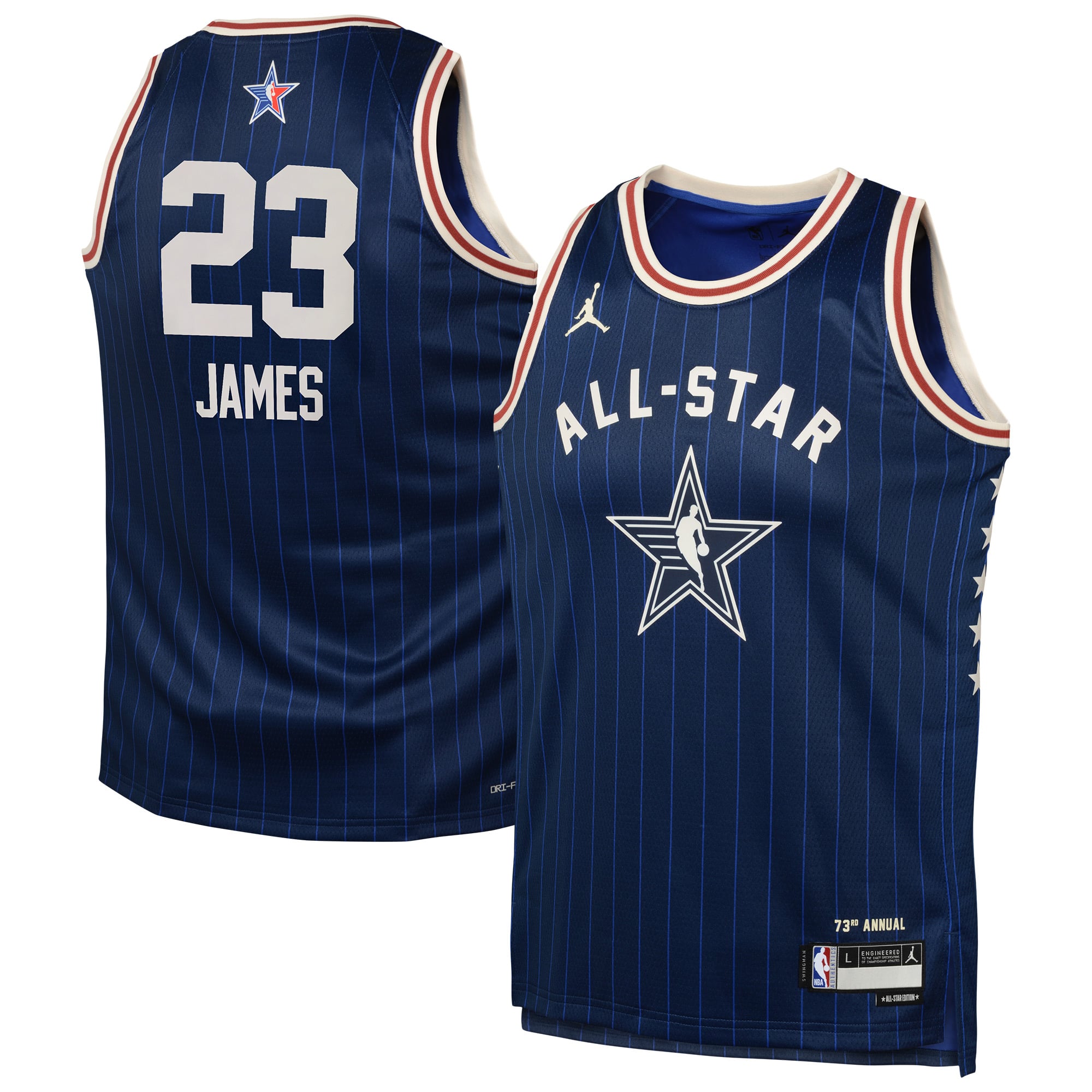 Maillot Swingman Jordan Brand LeBron James bleu marine pour enfant, édition spéciale All-Star Game NBA 2024