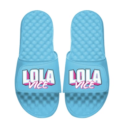 Lola Vice WWE ISlide Unisex Name Wordmark Slide Sandals - Blue