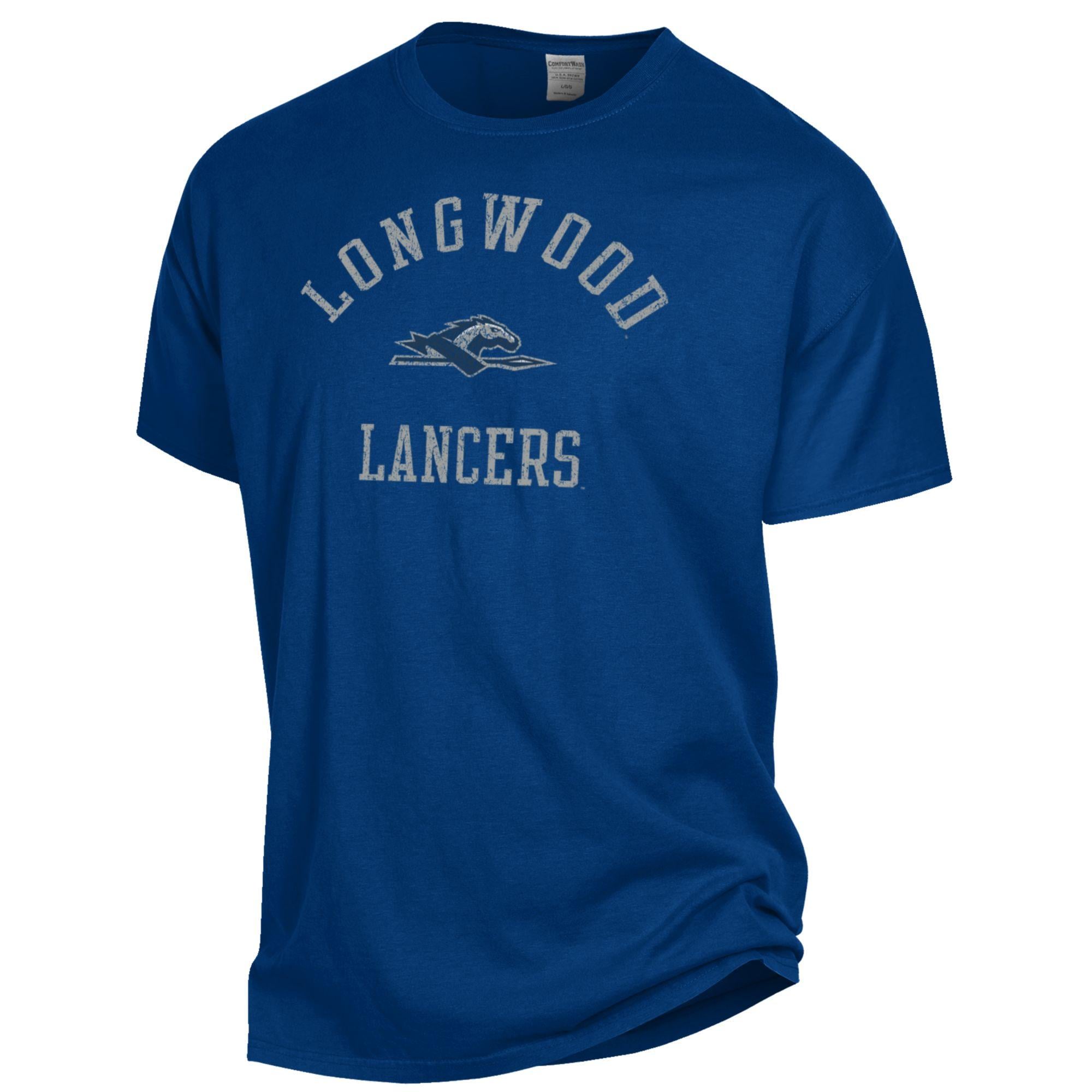 T-shirt pour homme ComfortWash bleu marine Longwood Lancers Arch Logo teint en pièce