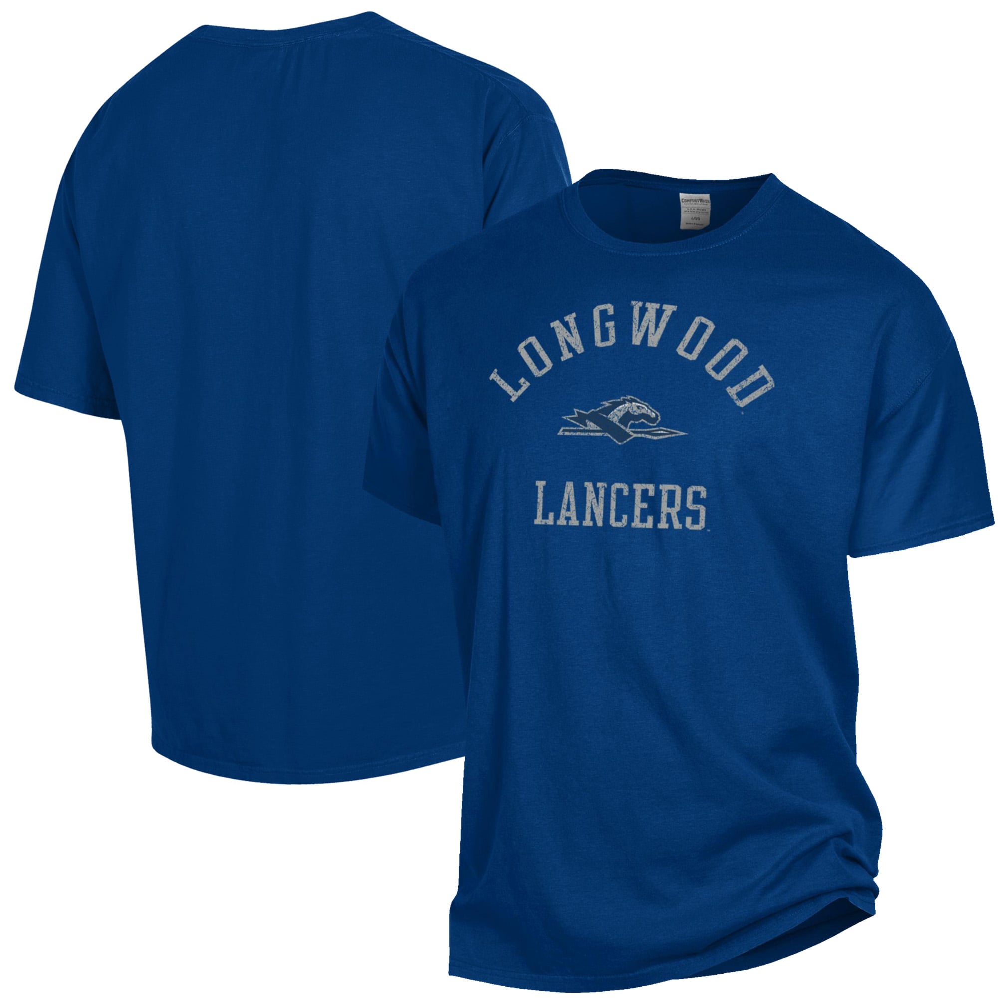 T-shirt pour homme ComfortWash bleu marine Longwood Lancers Arch Logo teint en pièce