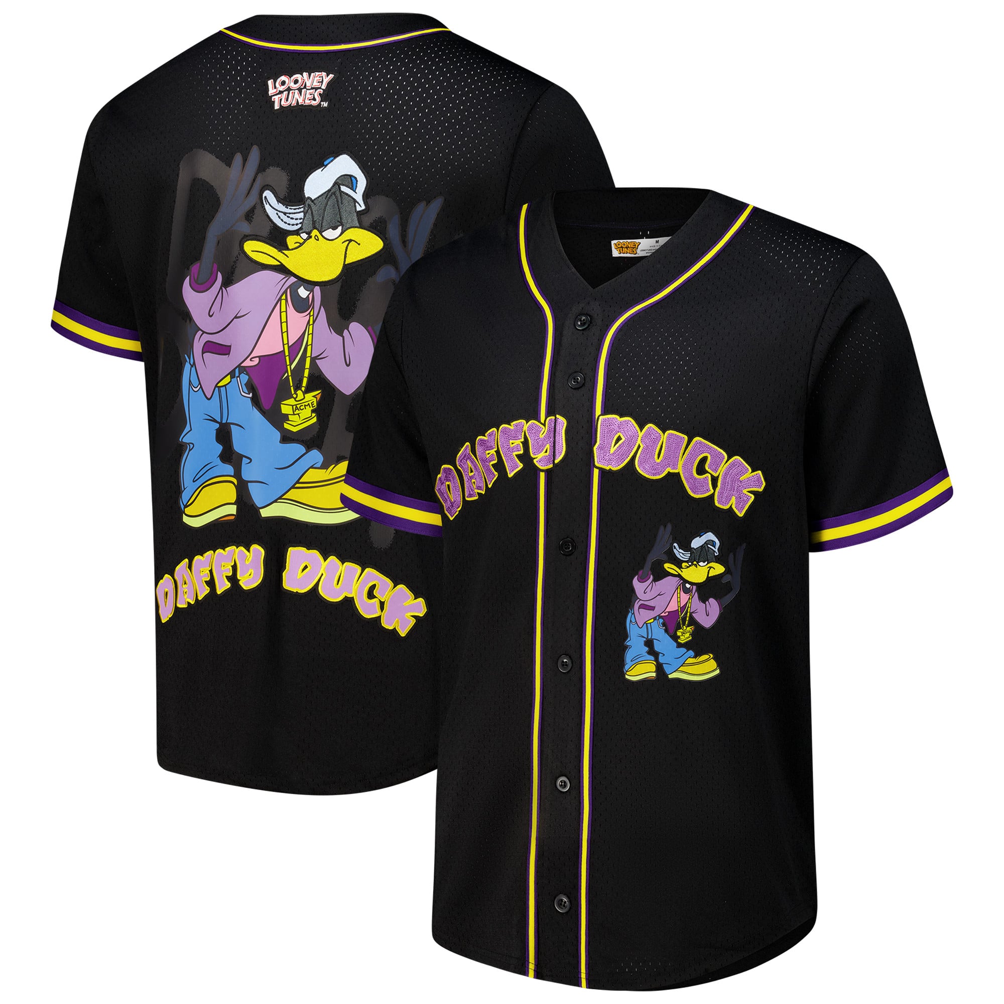 Looney Tunes Freeze Max Hip Hop Daffy Button-Up Baseball Jersey 