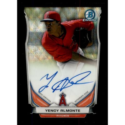 2014 Bowman Chrome Prospect Autographs Black Wave Refractors #BCAPYA Yency Almonte