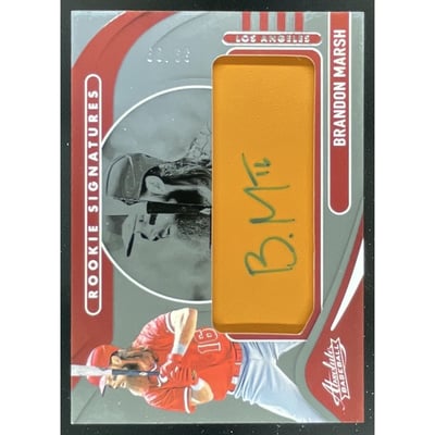 2022 Absolute Rookie Leather Tan Leather #123 Brandon Marsh RC Auto /99