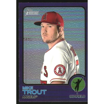 2022 Topps Heritage Chrome Purple Refractors #100 Mike Trout