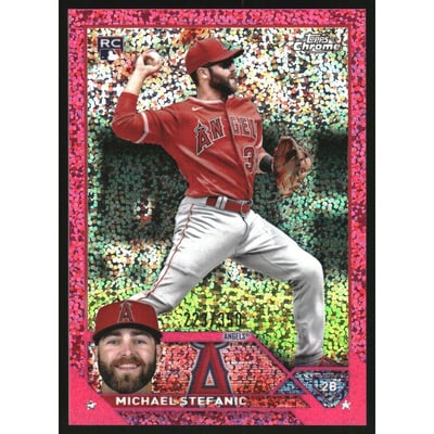 2023 Topps Chrome Magenta Speckle Refractors #138 Michael Stefanic
