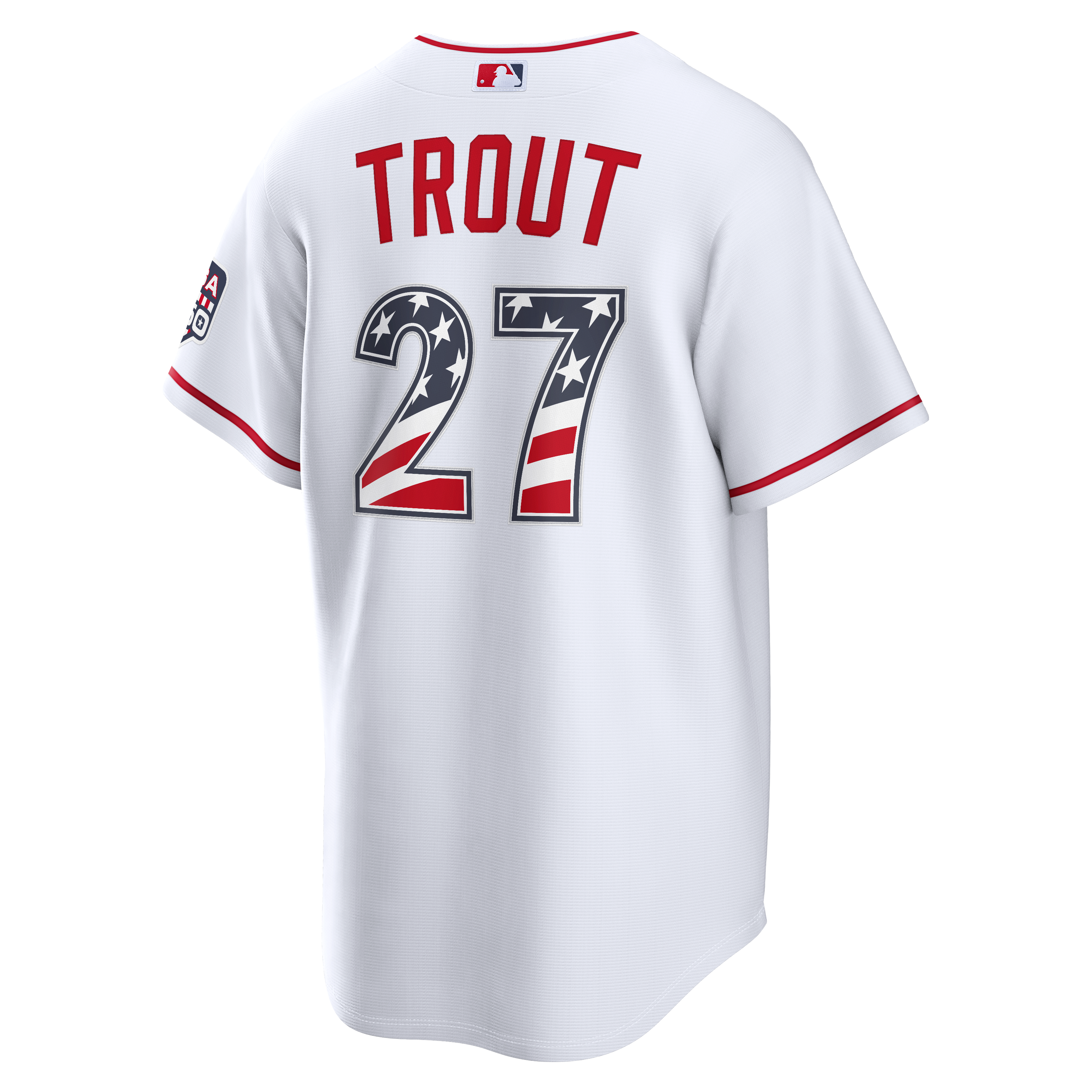 Maillot Nike blanc USA 250 Stadium des Angels de Los Angeles pour homme, édition spéciale 4 juillet, Mike Trout