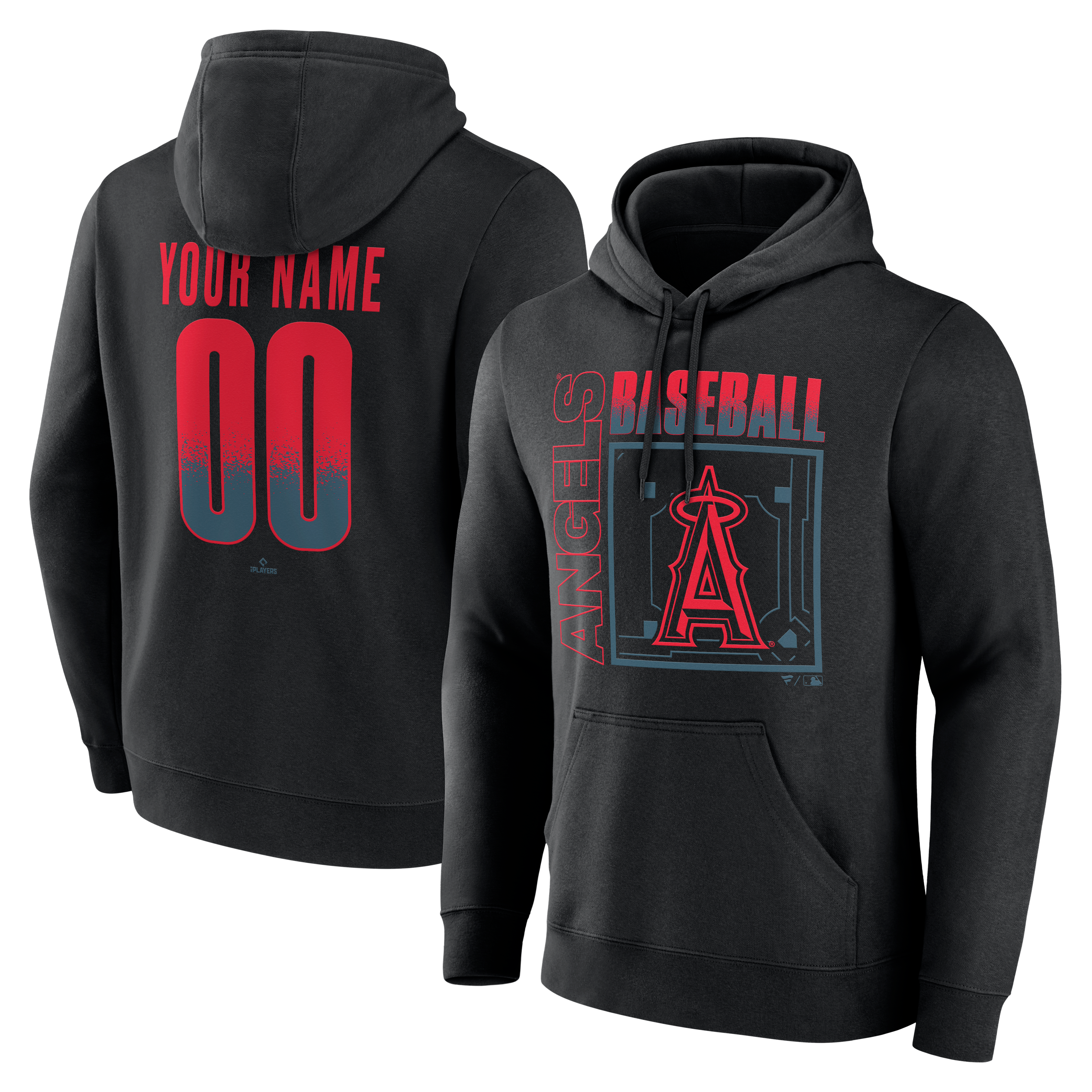 Men's Black Los Angeles Angels Home Field Pop Personalized Name & Number Hoodie