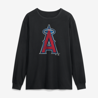 Los Angeles Angels  Metallic Mascot Long Sleeve T-Shirt - Black