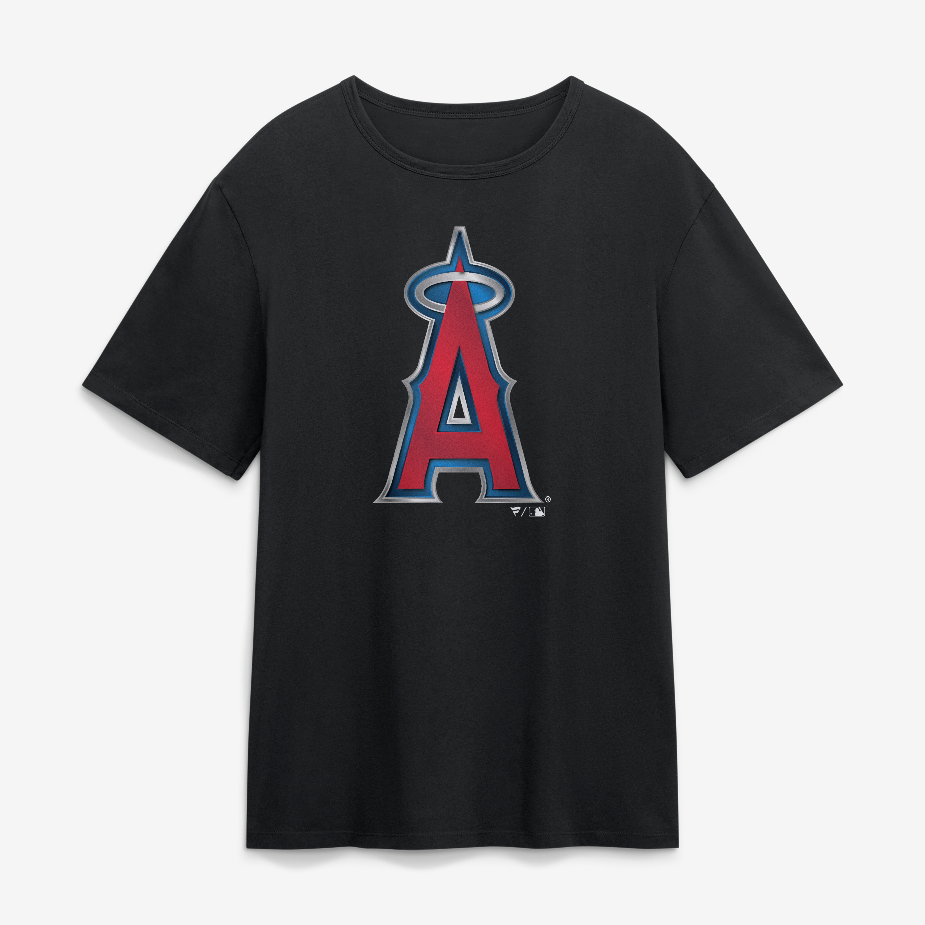 T-shirt noir pour homme Los Angeles Angels avec mascotte métallique