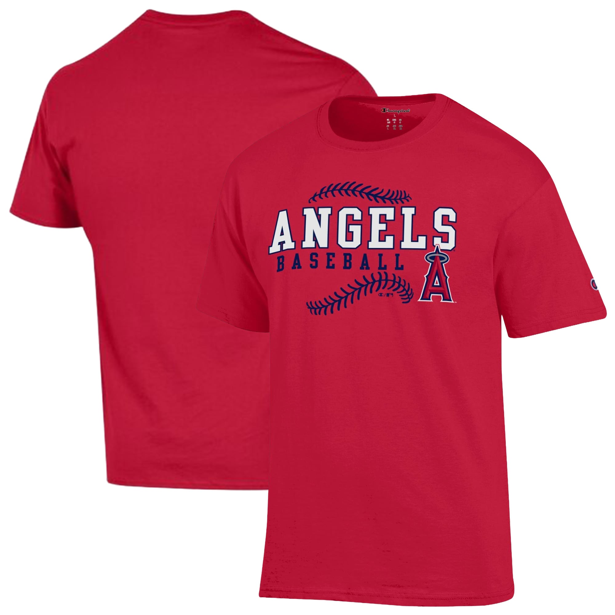 Men's Champion Red Los Angeles Angels Baseball T-Shirt