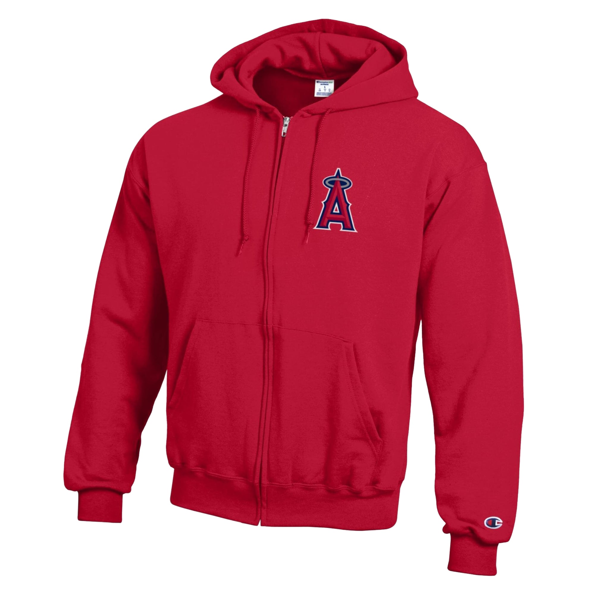 Men's Champion Red Los Angeles Angels Powerblend Full-Zip Hoodie