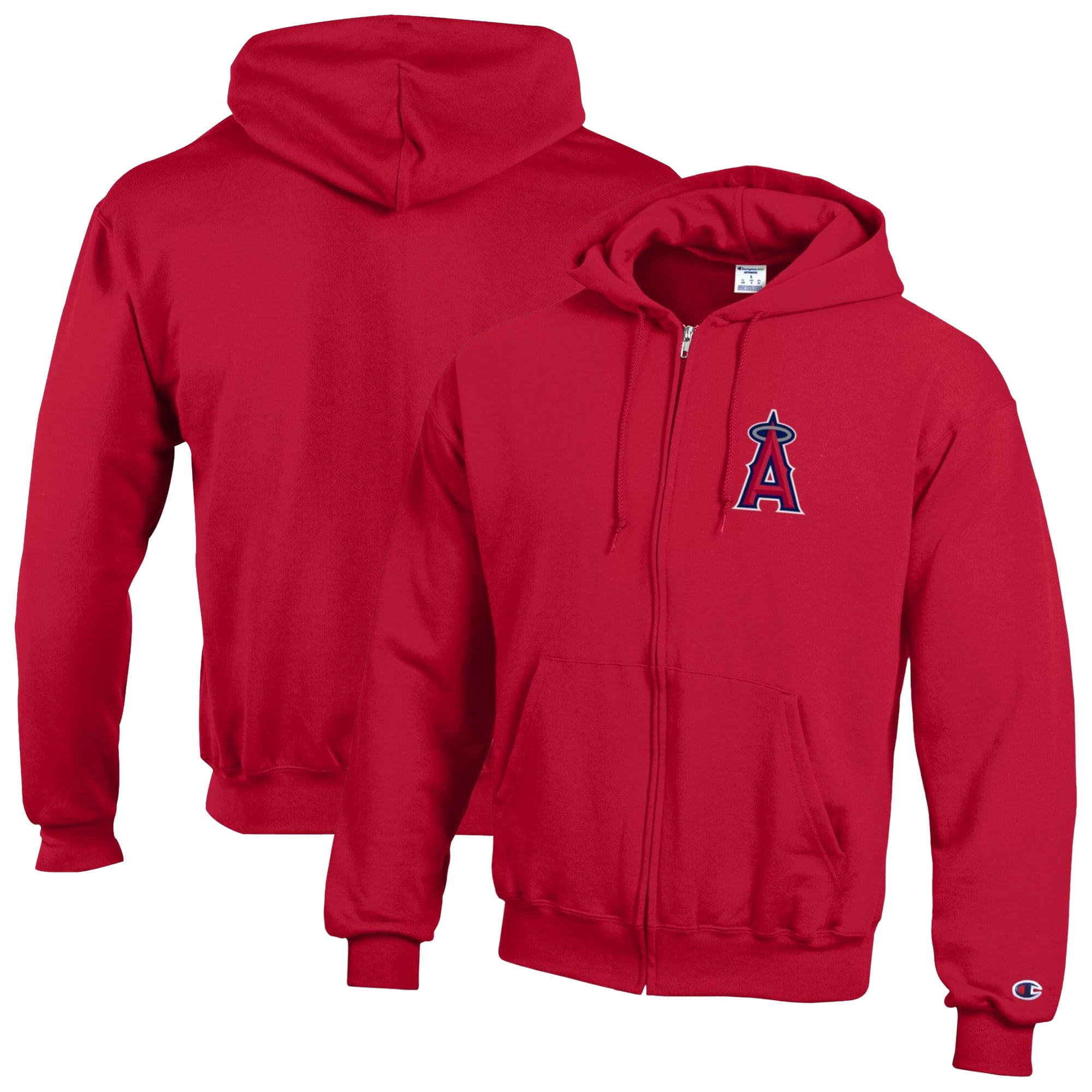 Men's Champion Red Los Angeles Angels Powerblend Full-Zip Hoodie