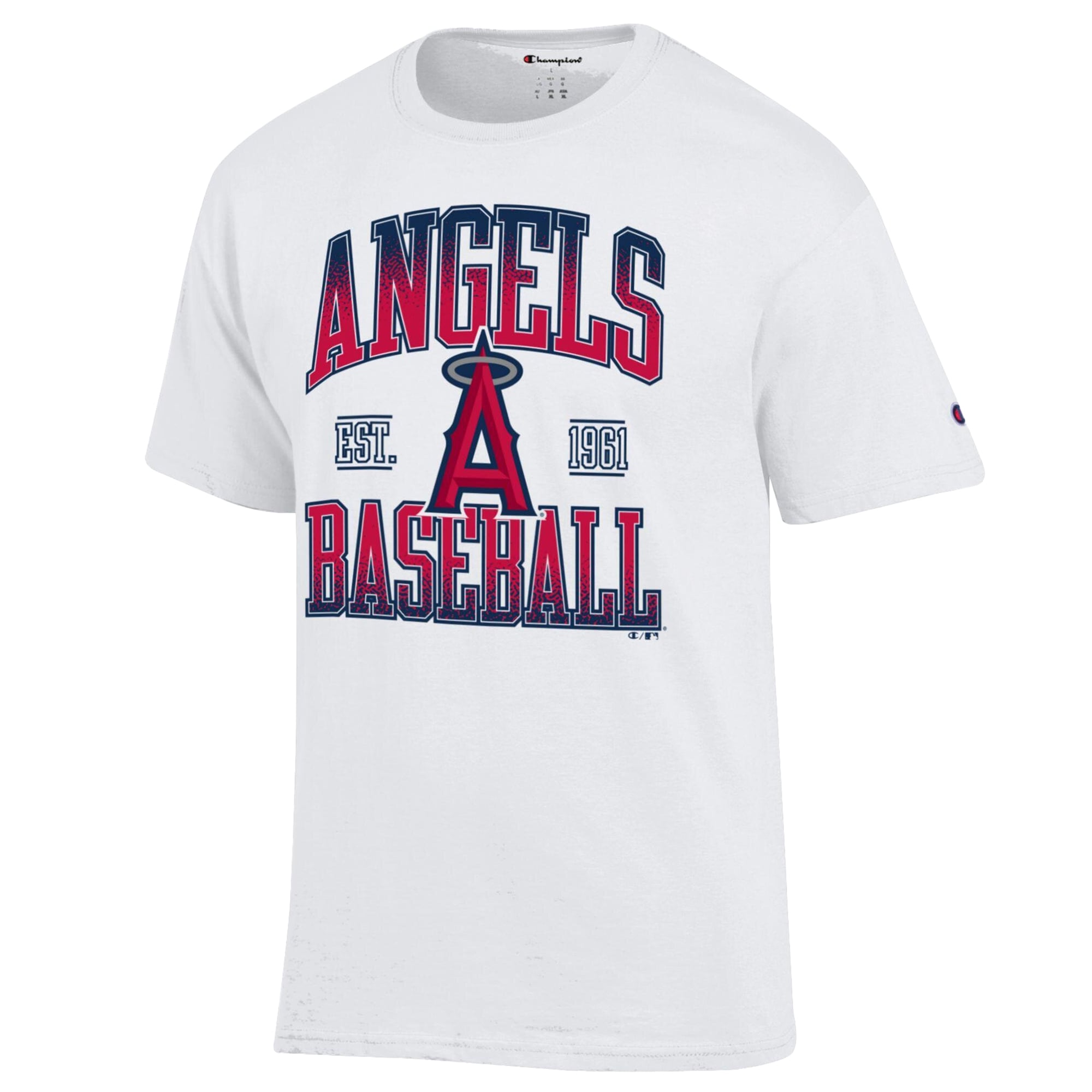 T-shirt blanc Champion pour homme avec le nom de l'équipe des Los Angeles Angels