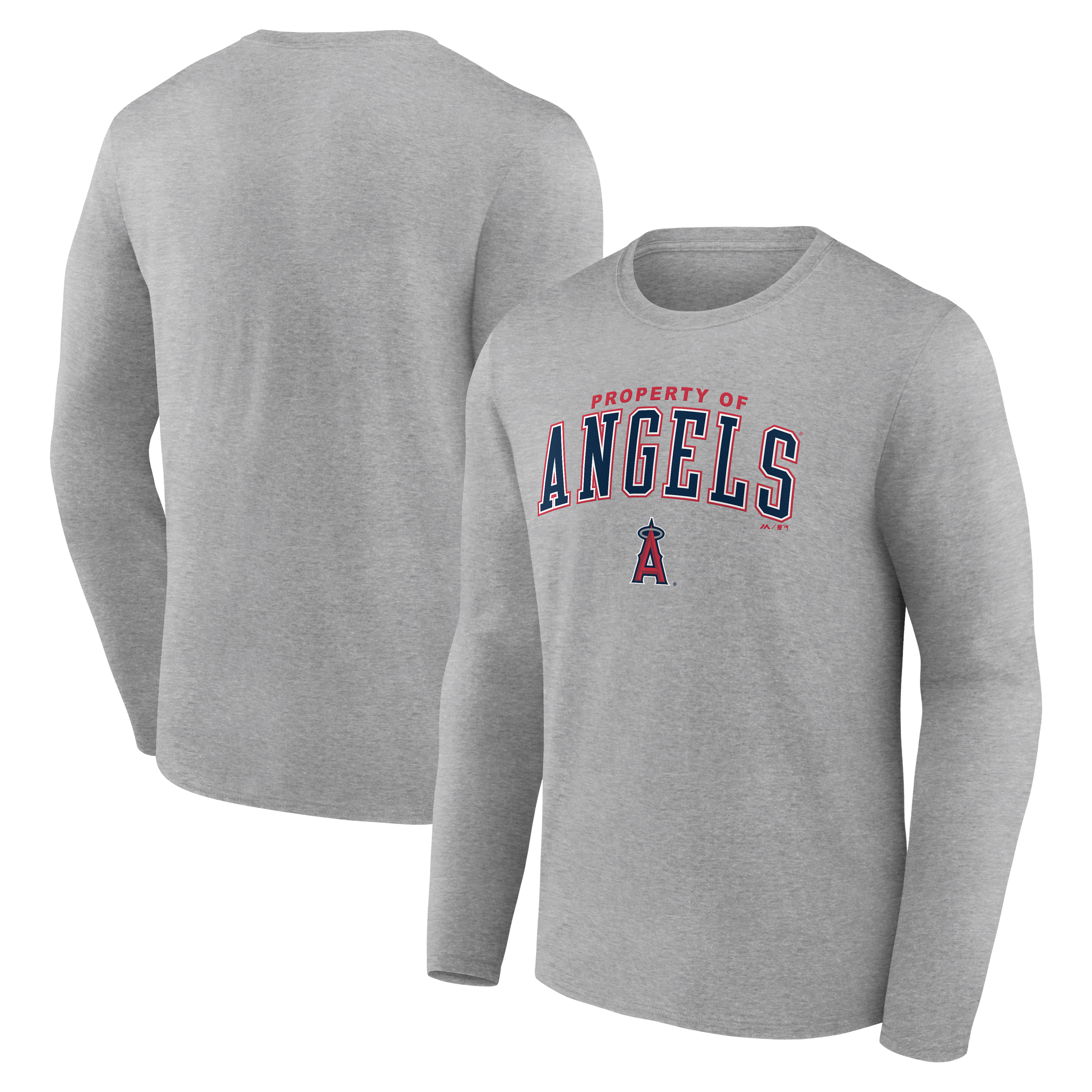 Men's Fanatics Heather Gray Los Angeles Angels Iconic Long Sleeve T-Shirt
