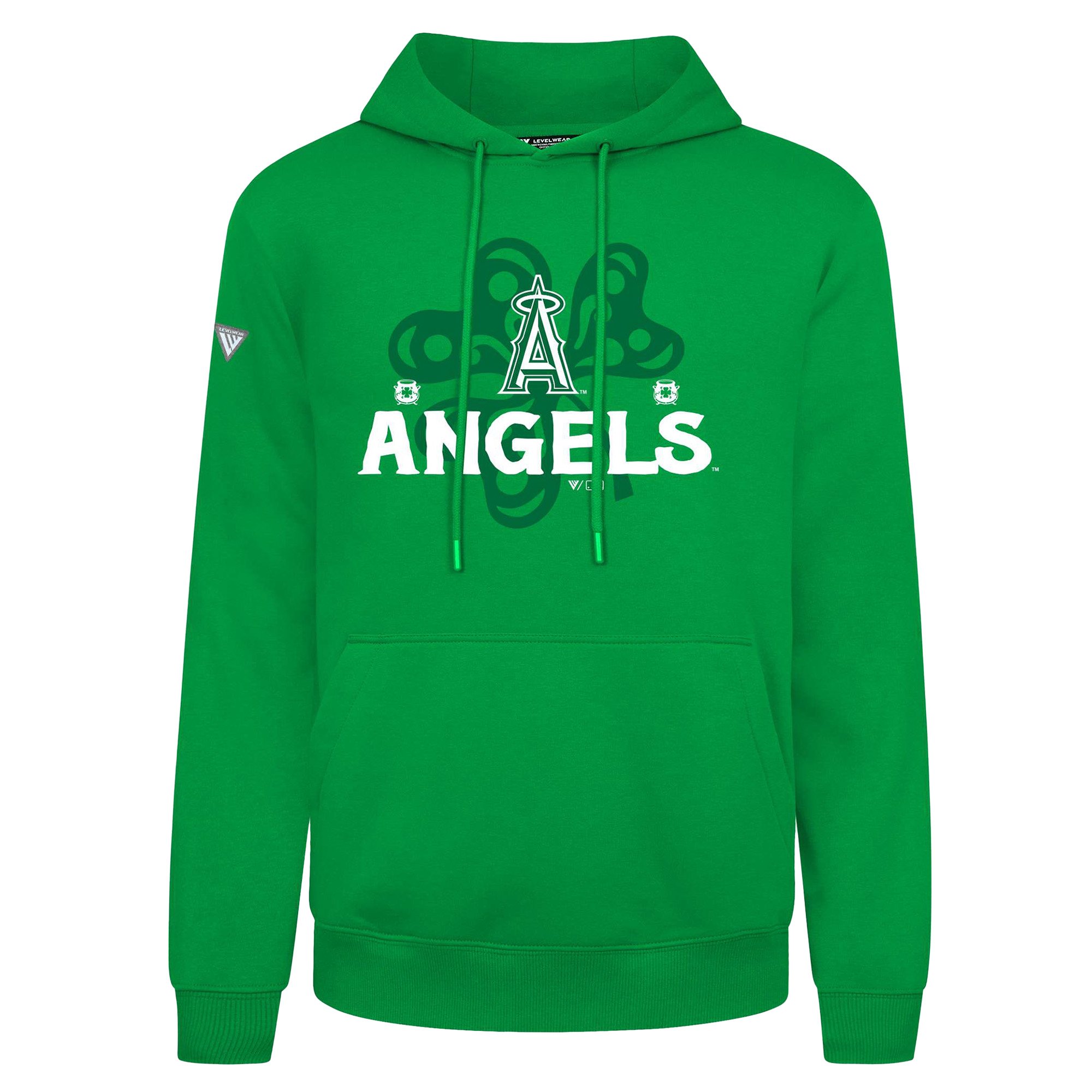 Men's Levelwear Los Angeles Angels St. Patrick's Day Podium Shamrock Pullover Hoodie
