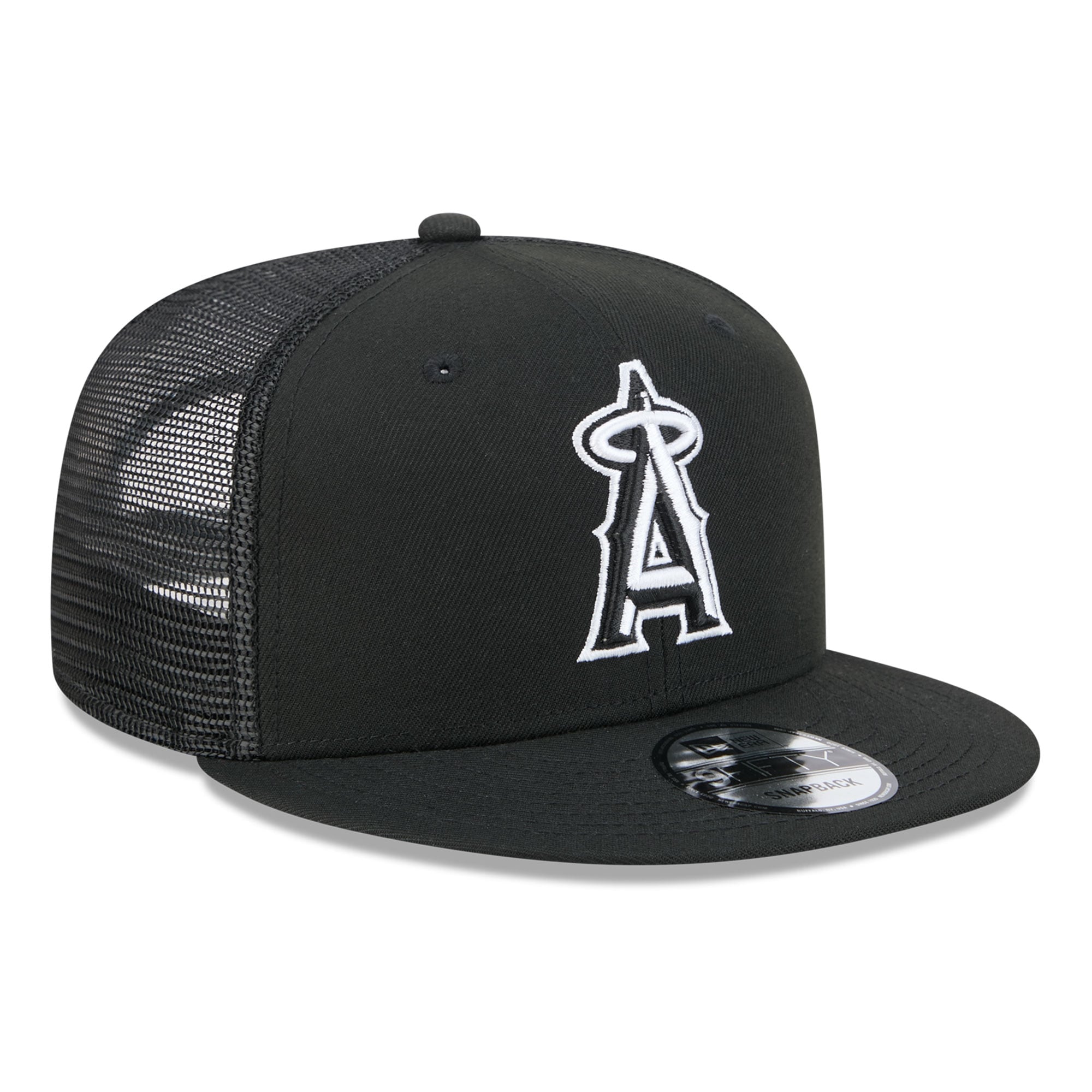 Casquette trucker ajustable New Era 9FIFTY noire Los Angeles Angels pour homme