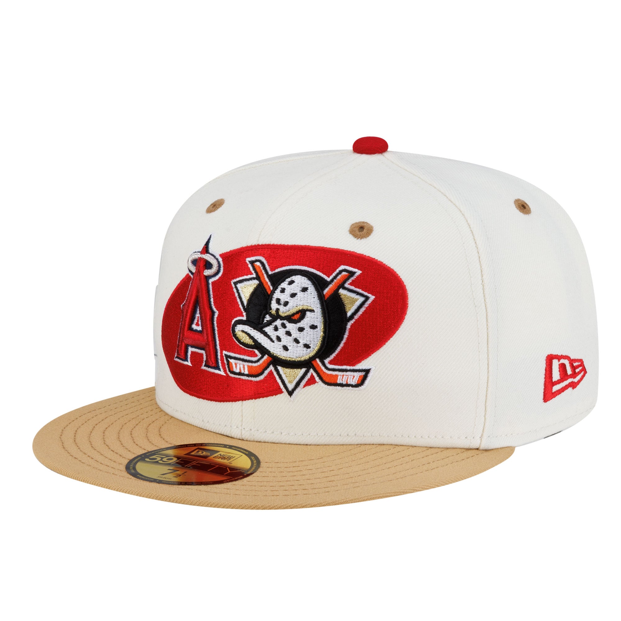 Casquette ajustée New Era crème pour homme Los Angeles Angels/Anaheim Ducks 59FIFTY