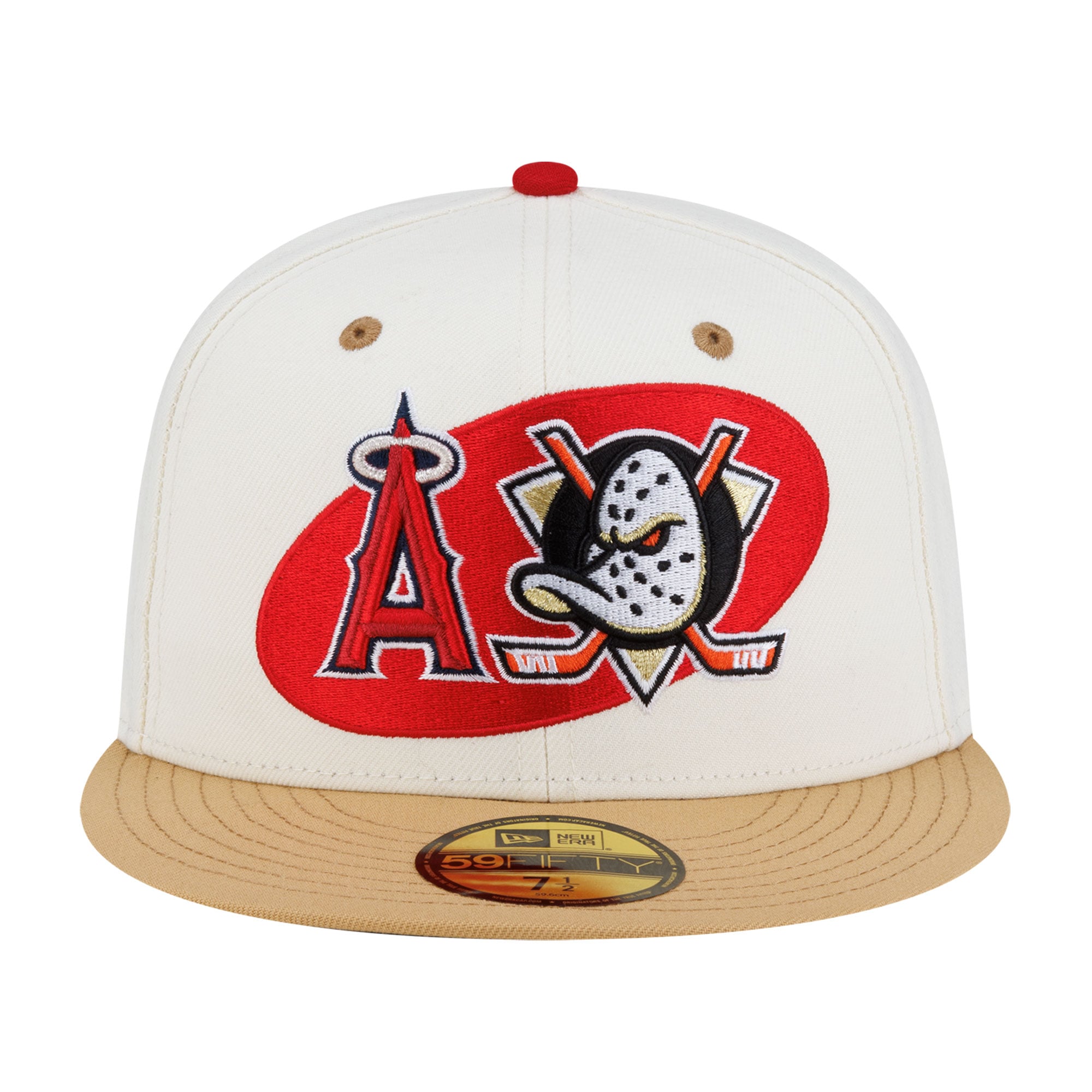 Casquette ajustée New Era crème pour homme Los Angeles Angels/Anaheim Ducks 59FIFTY