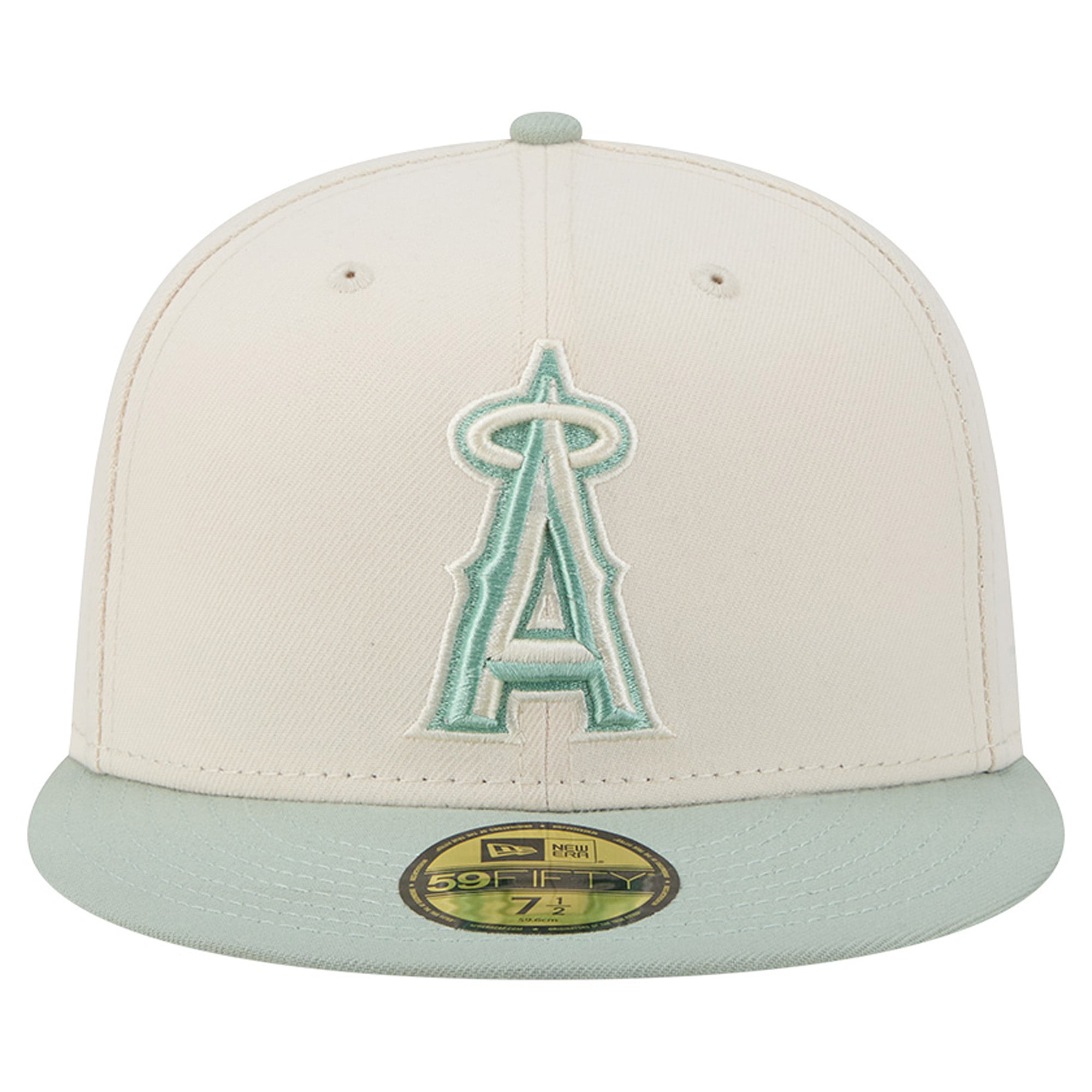 Casquette ajustée New Era 59FIFTY crème/verte Los Angeles Angels pour homme