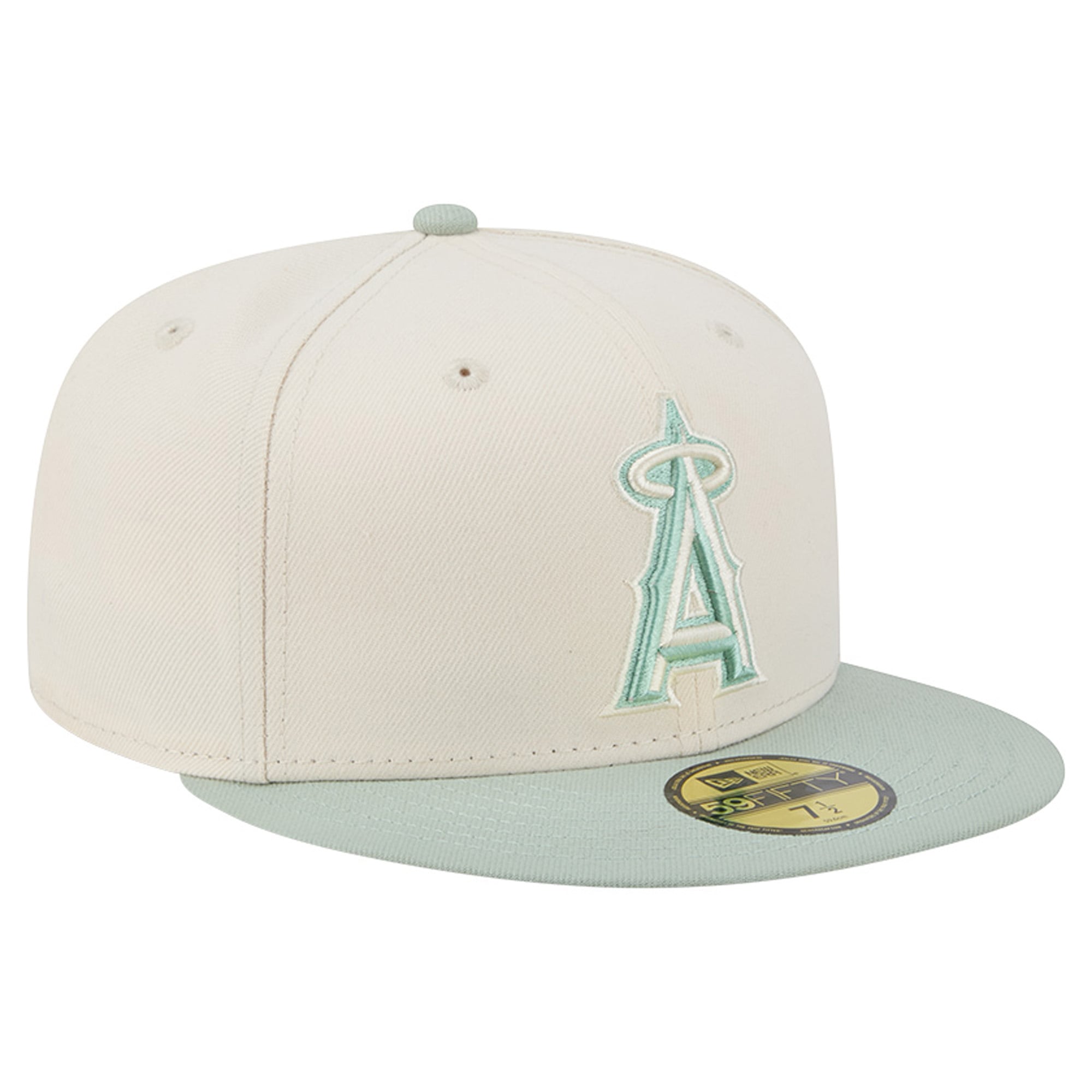 Casquette ajustée New Era 59FIFTY crème/verte Los Angeles Angels pour homme