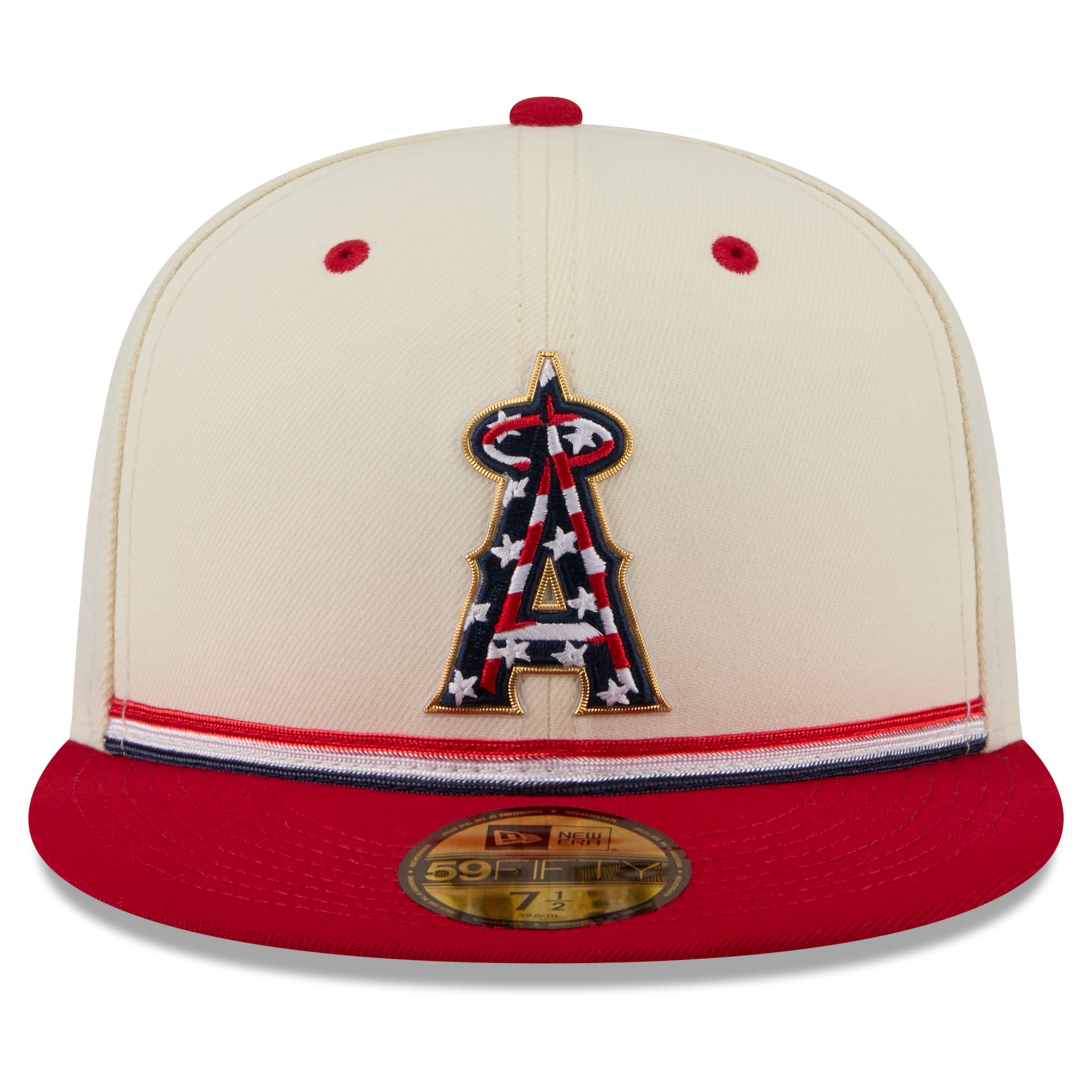 Casquette ajustée New Era crème/rouge Los Angeles Angels USA 250 Fourth of July 59FIFTY pour homme