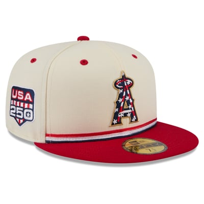 Los Angeles Angels New Era USA 250 Fourth of July 59FIFTY Fitted Hat - Cream/Red