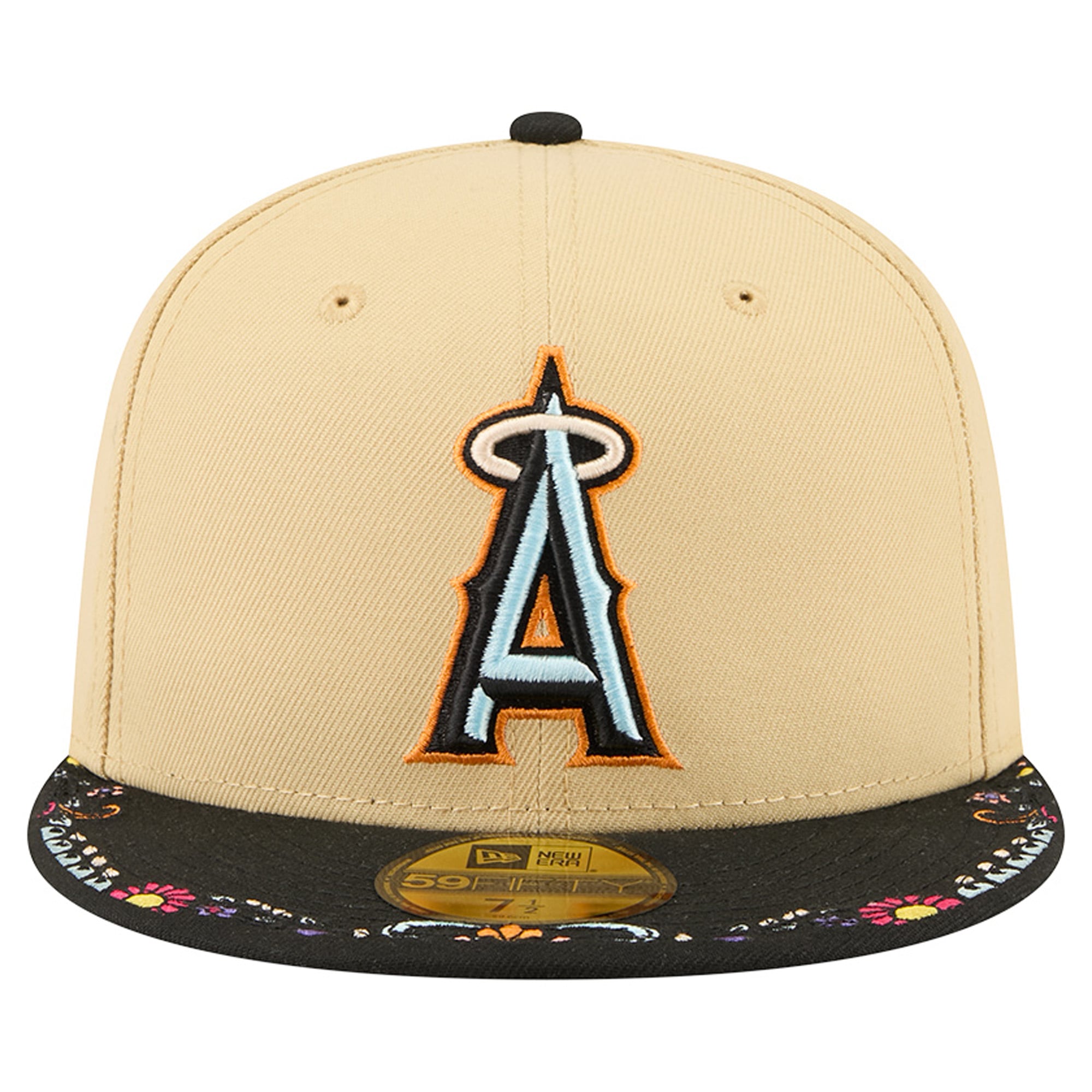 Men's New Era Light Beige Los Angeles Angels Two-Tone Embroidered Visor 59FIFTY Fitted Hat