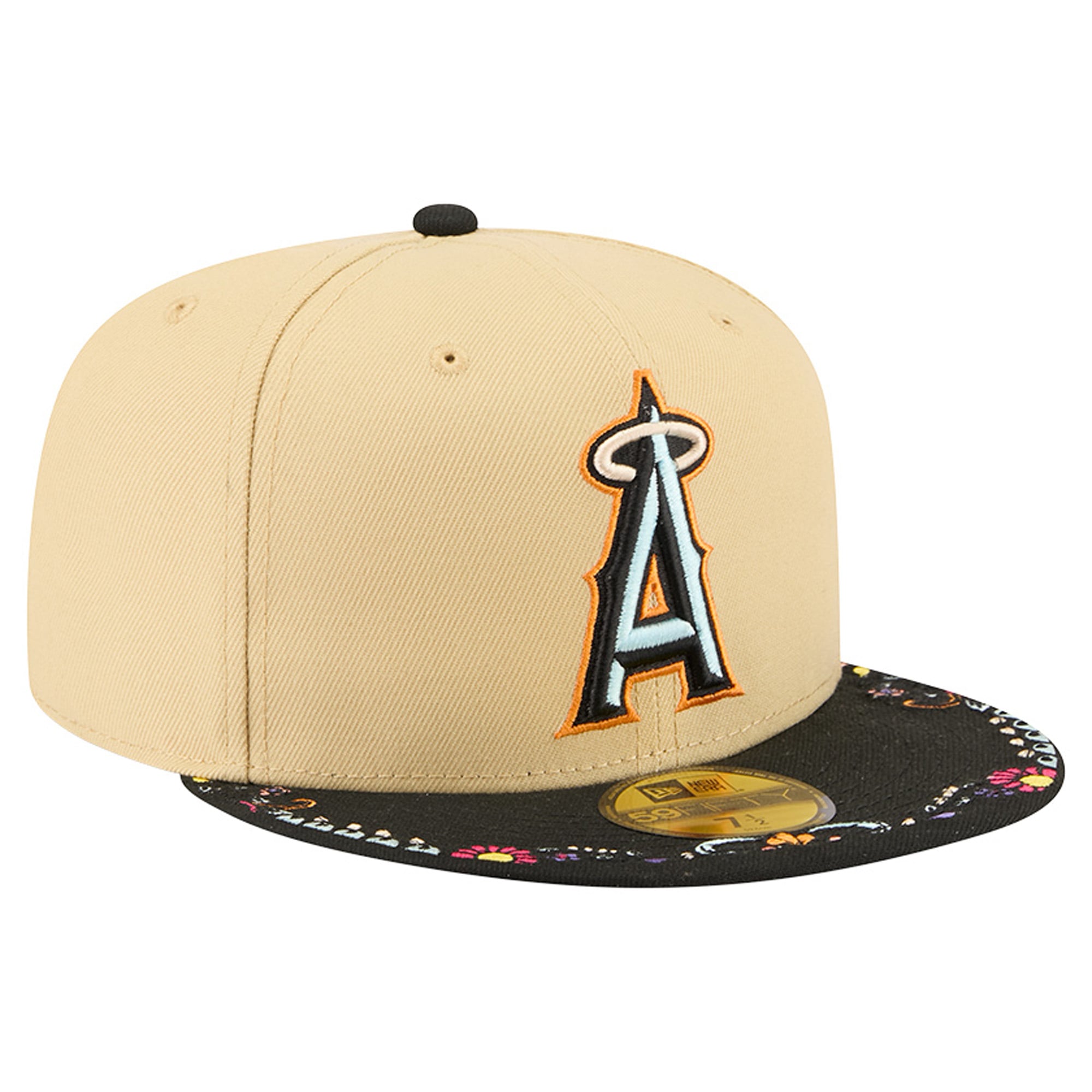 Men's New Era Light Beige Los Angeles Angels Two-Tone Embroidered Visor 59FIFTY Fitted Hat