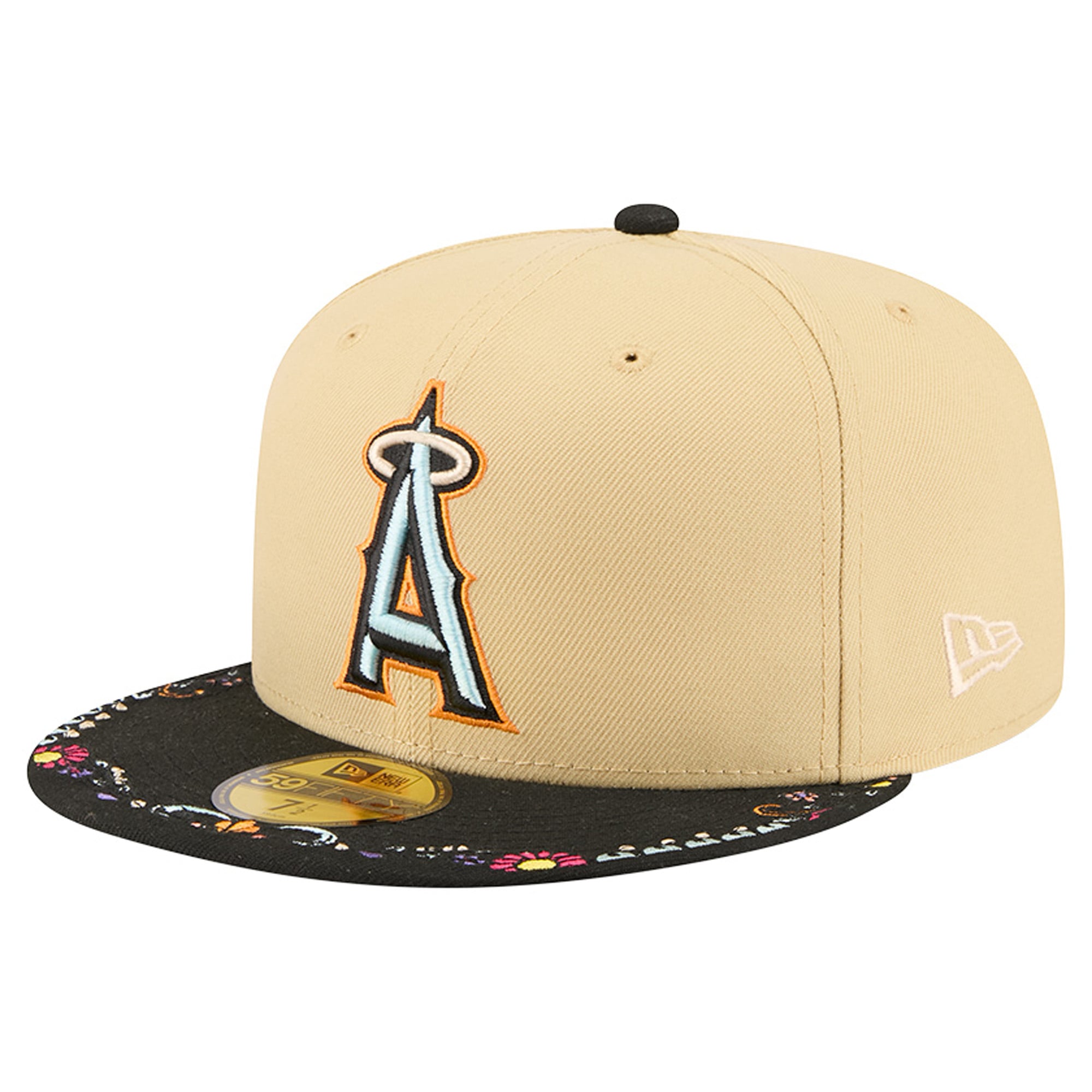 Men's New Era Light Beige Los Angeles Angels Two-Tone Embroidered Visor 59FIFTY Fitted Hat