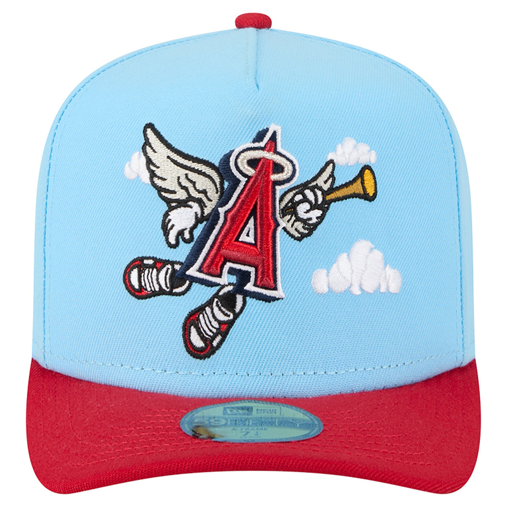 Casquette ajustée New Era 59FIFTY pour homme, bleu clair/rouge, motif Los Angeles Angels.