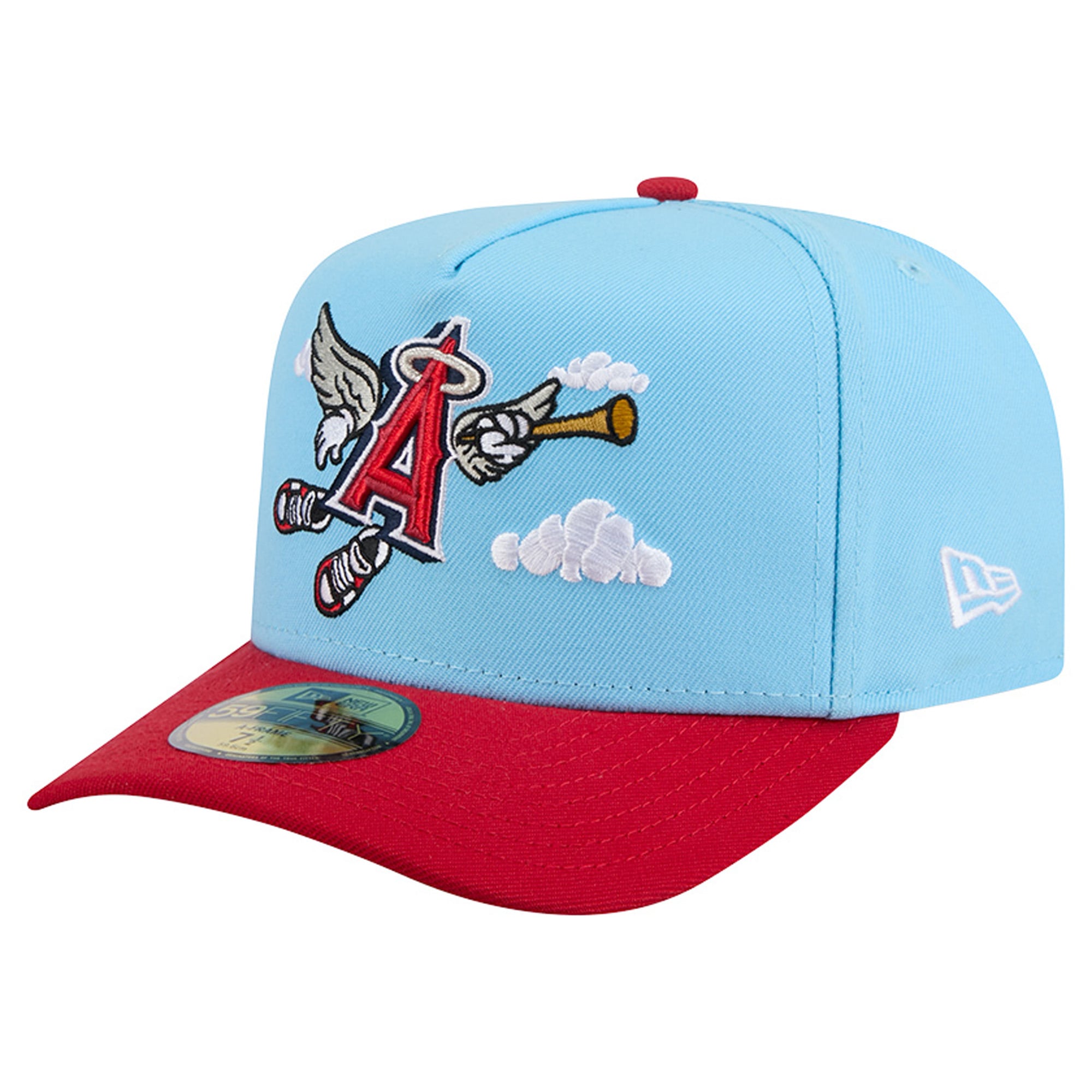 Casquette ajustée New Era 59FIFTY pour homme, bleu clair/rouge, motif Los Angeles Angels.
