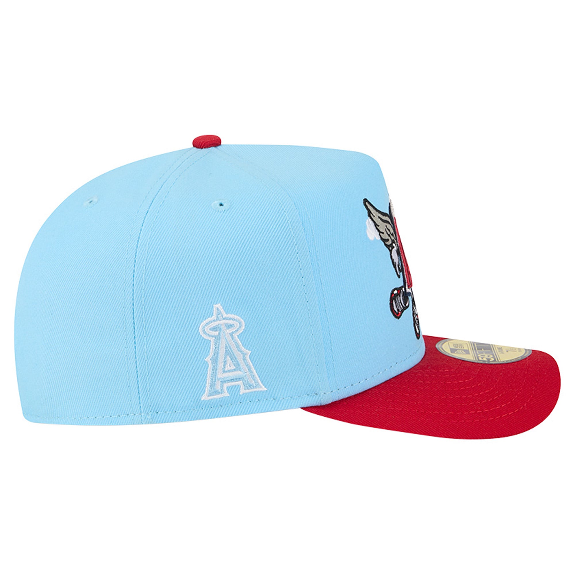Casquette ajustée New Era 59FIFTY pour homme, bleu clair/rouge, motif Los Angeles Angels.