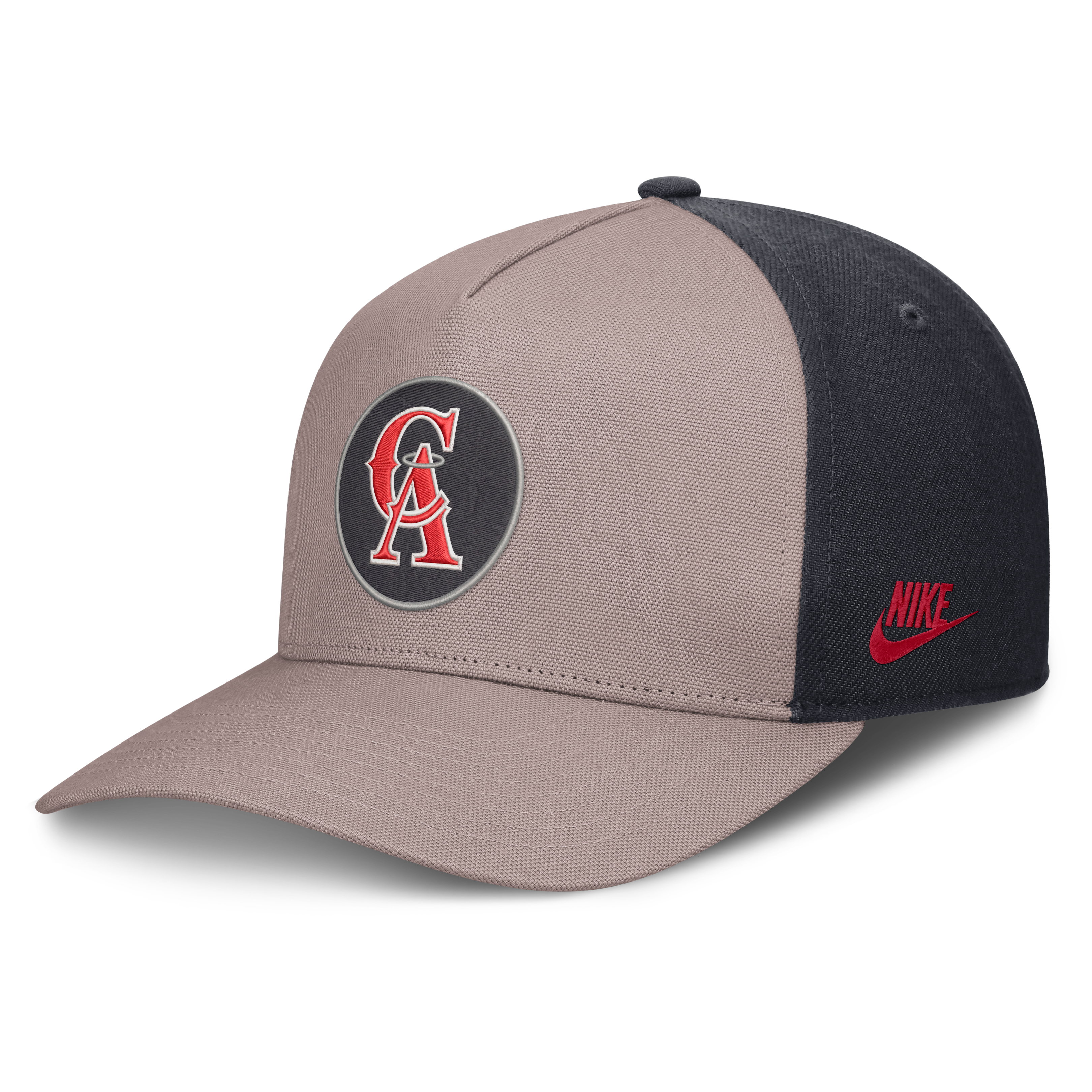 Casquette ajustable Nike pour homme, marron clair/marine, Los Angeles Angels Cooperstown Rise, modèle A-Frame